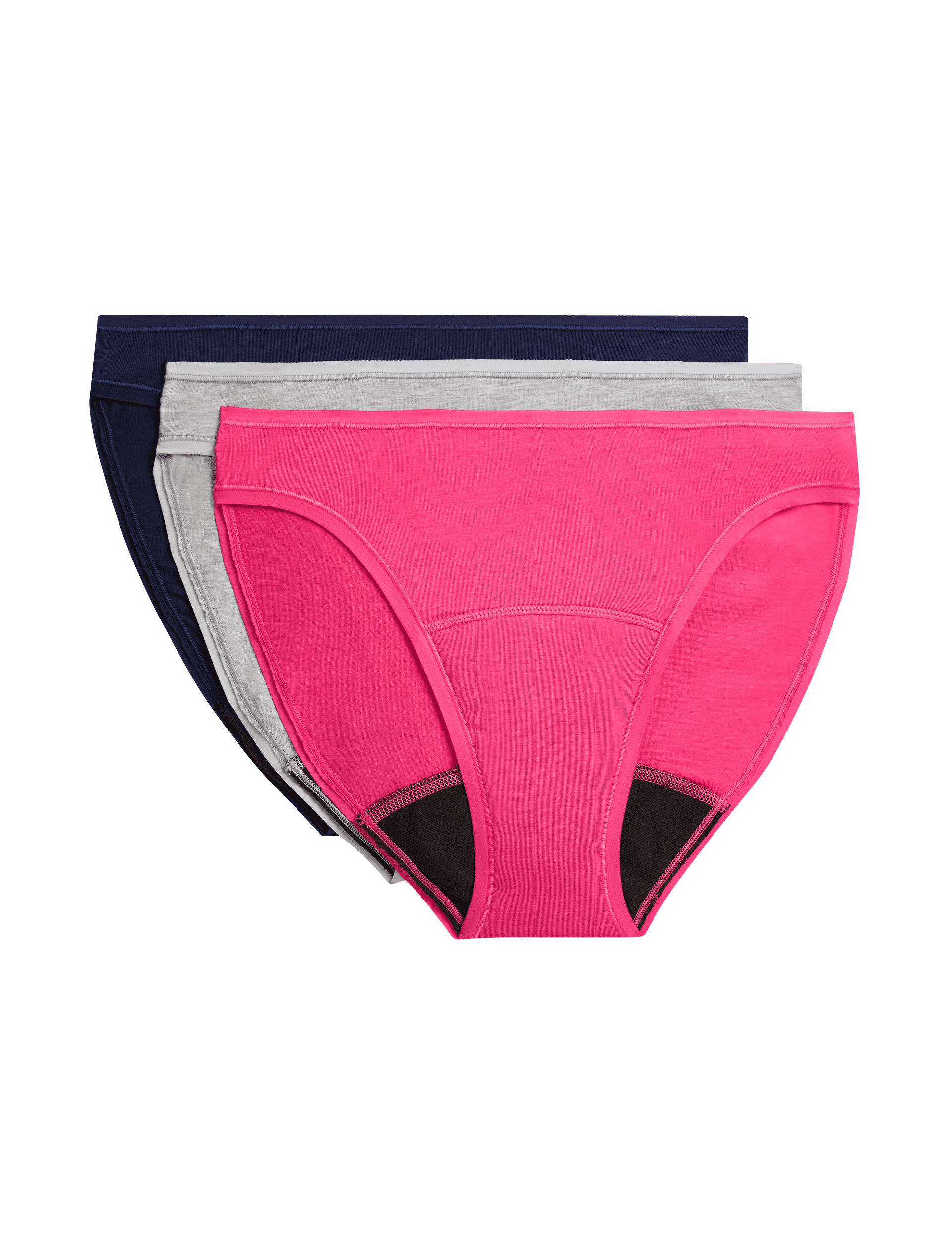 M&S Collection Women's 3pk Heavy Absorbency Period High Leg Knickers - 10 - Pink Mix, Rose Quartz,Pi