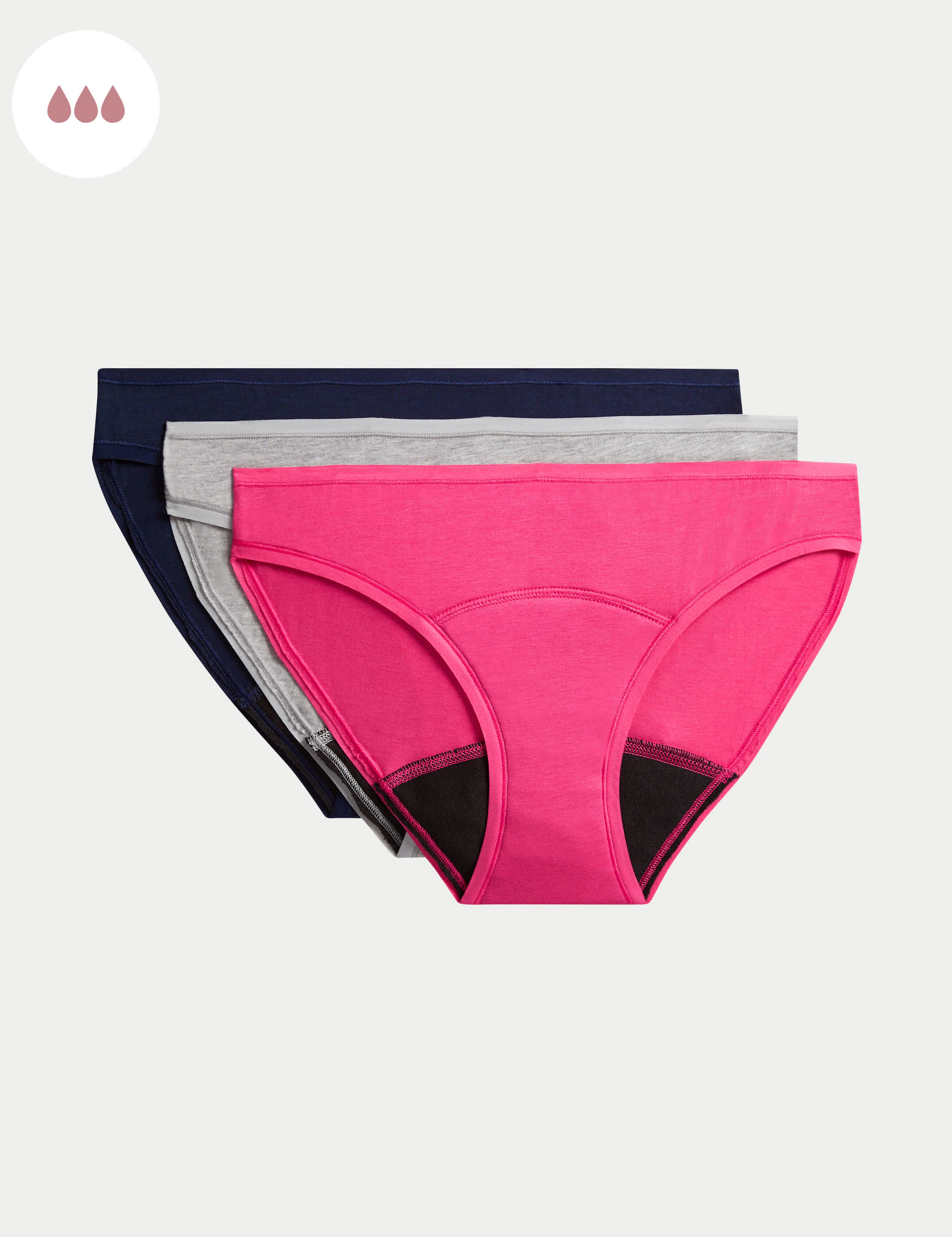 M&S Women's 3pk Heavy Absorbency Period Bikini Knickers