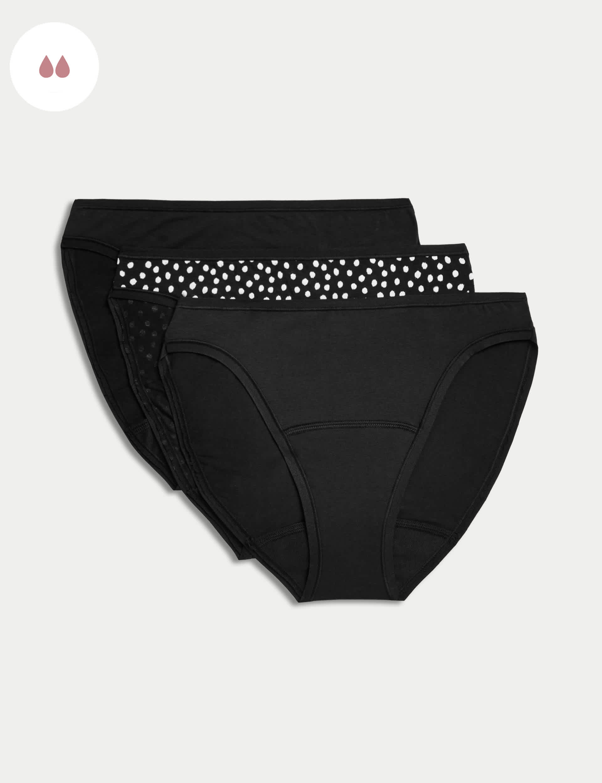 M&S Women's 3pk Moderate Absorbency Period High Leg Knickers