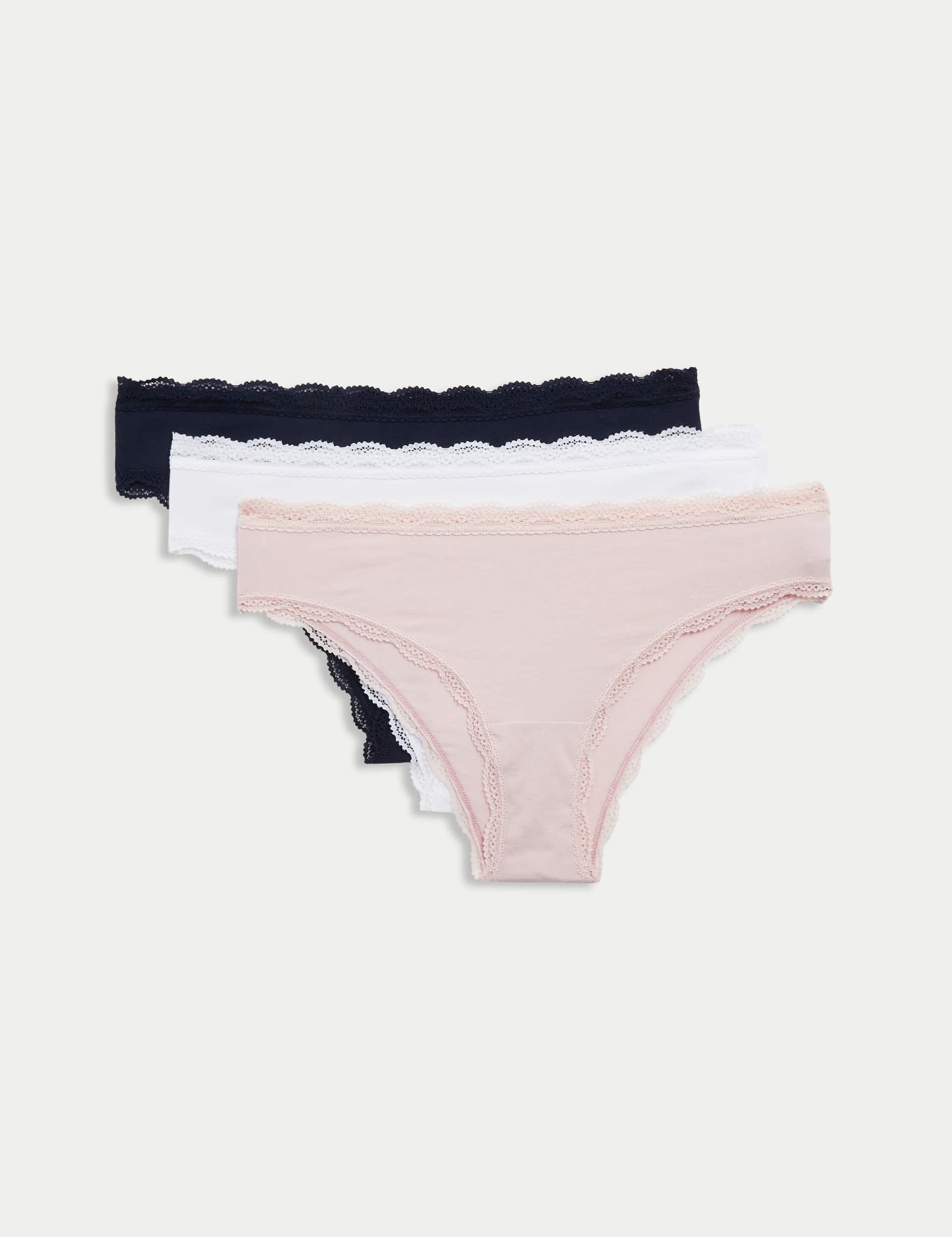 M&S Women's 3pk Cotton Rich Brazilian Knickers