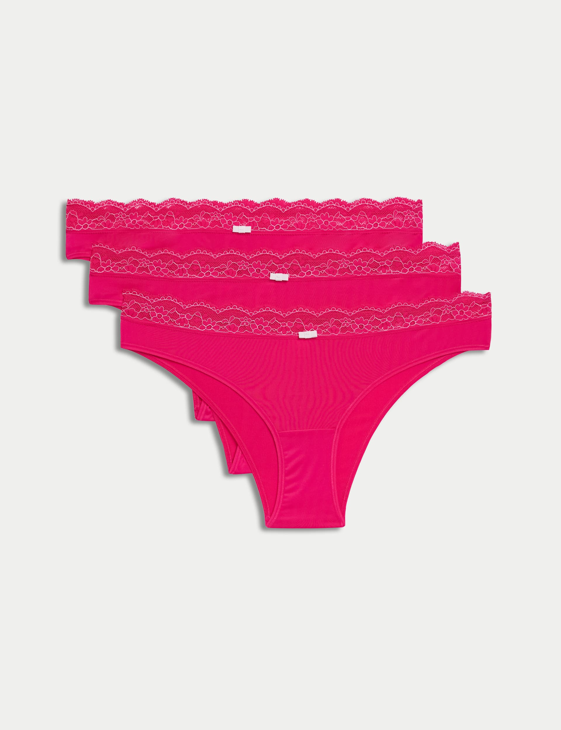 M&S Collection Women's 3pk Brazilian Knickers - M - Hot Pink, Hot Pink