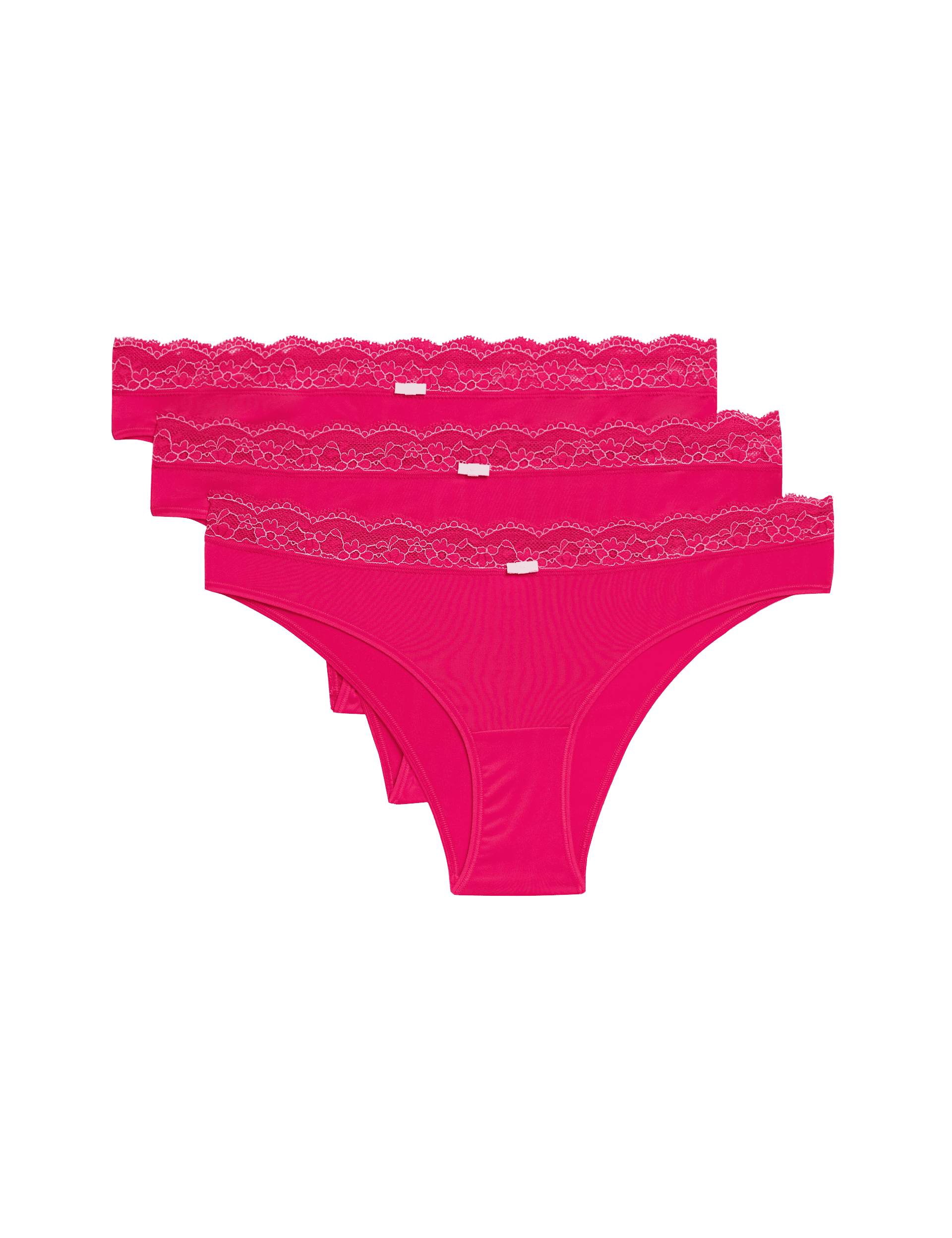 M&S Collection Women's 3pk Brazilian Knickers - M - Hot Pink, Hot Pink