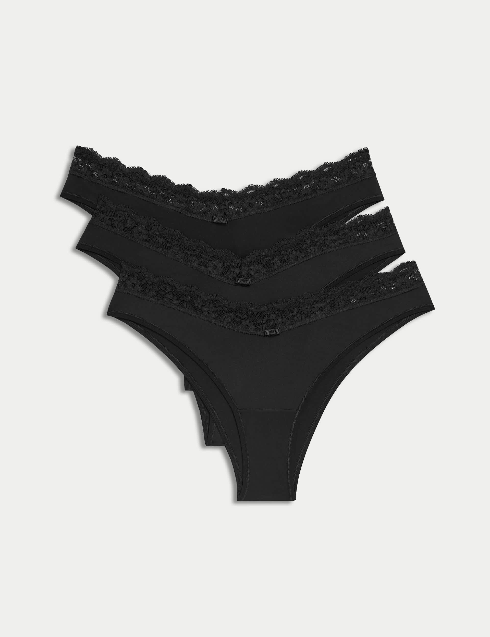 M&S Collection Women's 3pk Miami Knickers - Black, Black