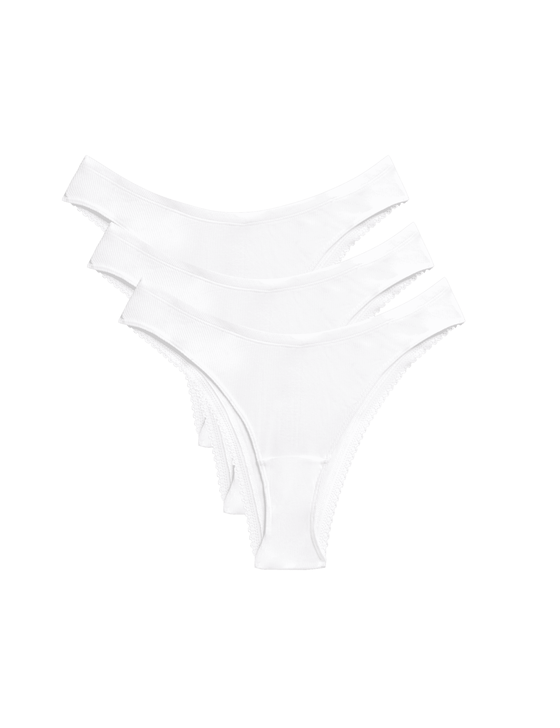 M&S Collection Women's 3pk Cotton Rich Miami Knickers - White, White,Dusty Green