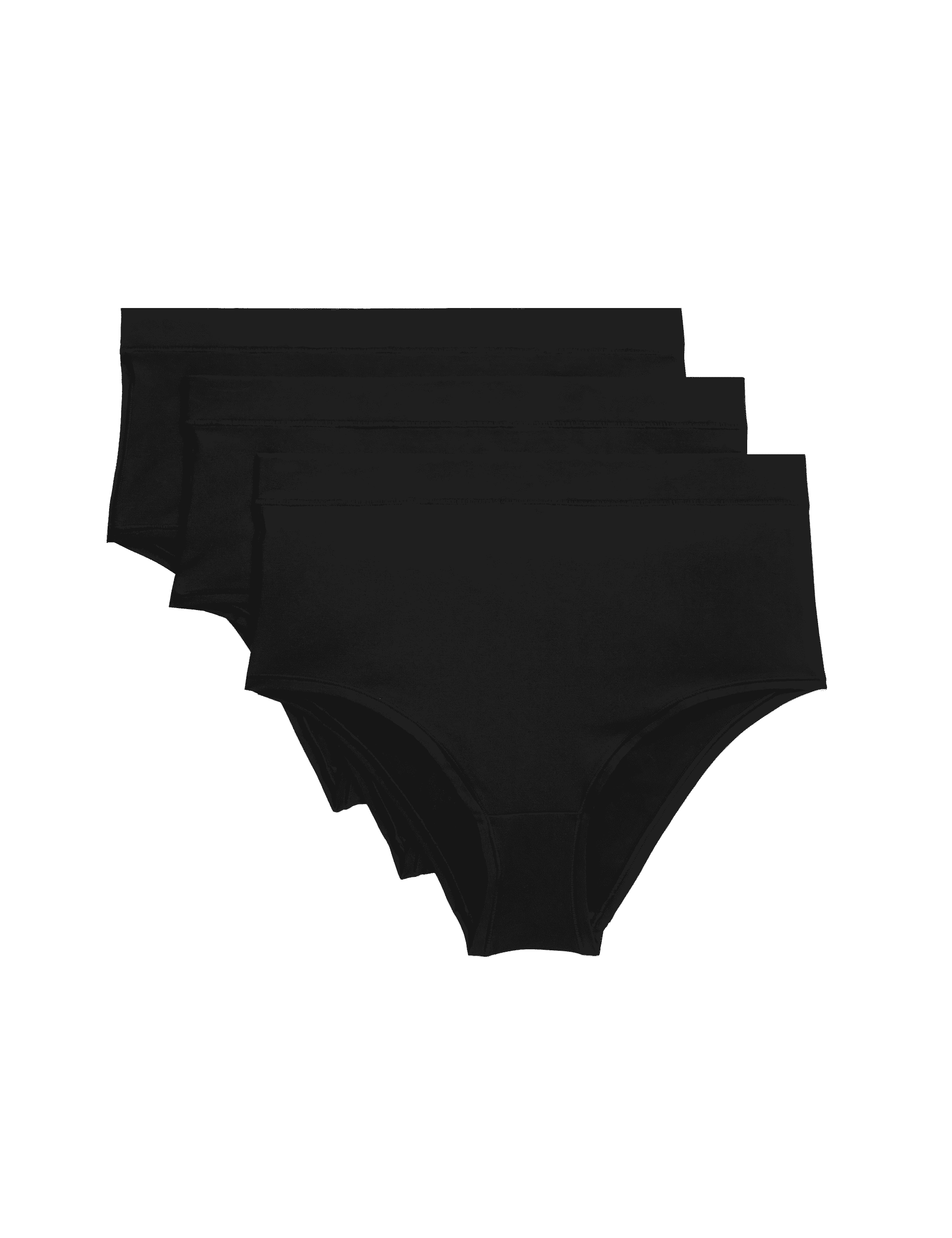 M&S Collection Women's 3pk Cotton Rich Brazilian Stoma Knickers - 12 - Black, Black,Cyclamen