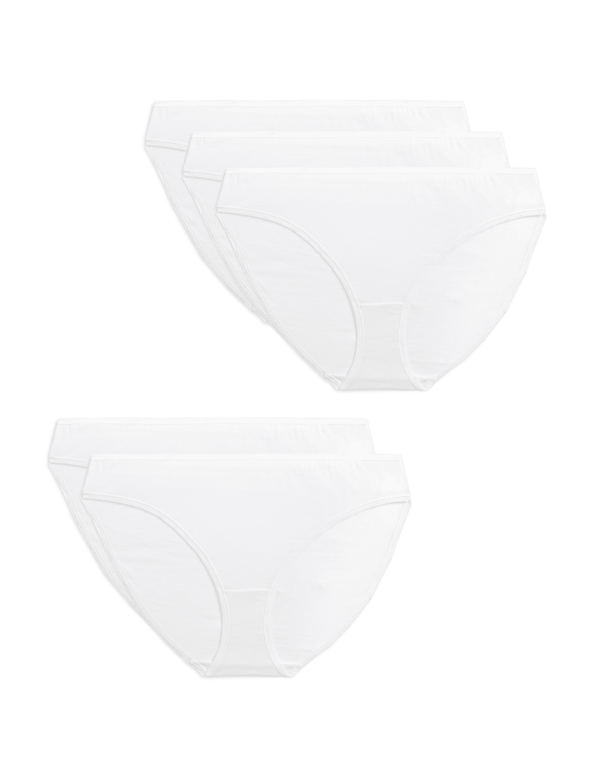 M&S Collection Women's 5pk Pure Cotton Bikini Knickers - 12 - White, White,Black