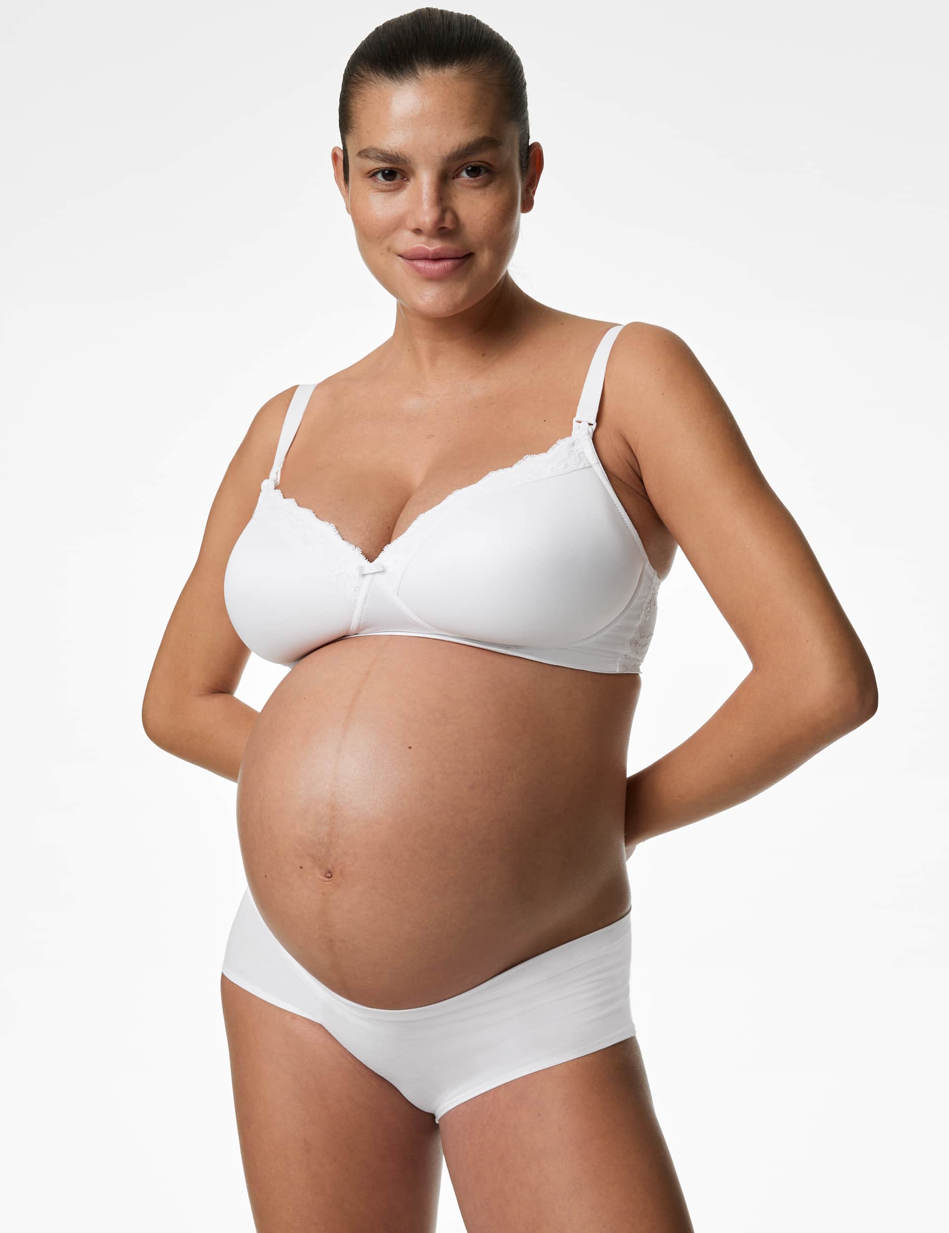 M&S Women's 3pk Cotton Modal Under Bump Maternity Knickers
