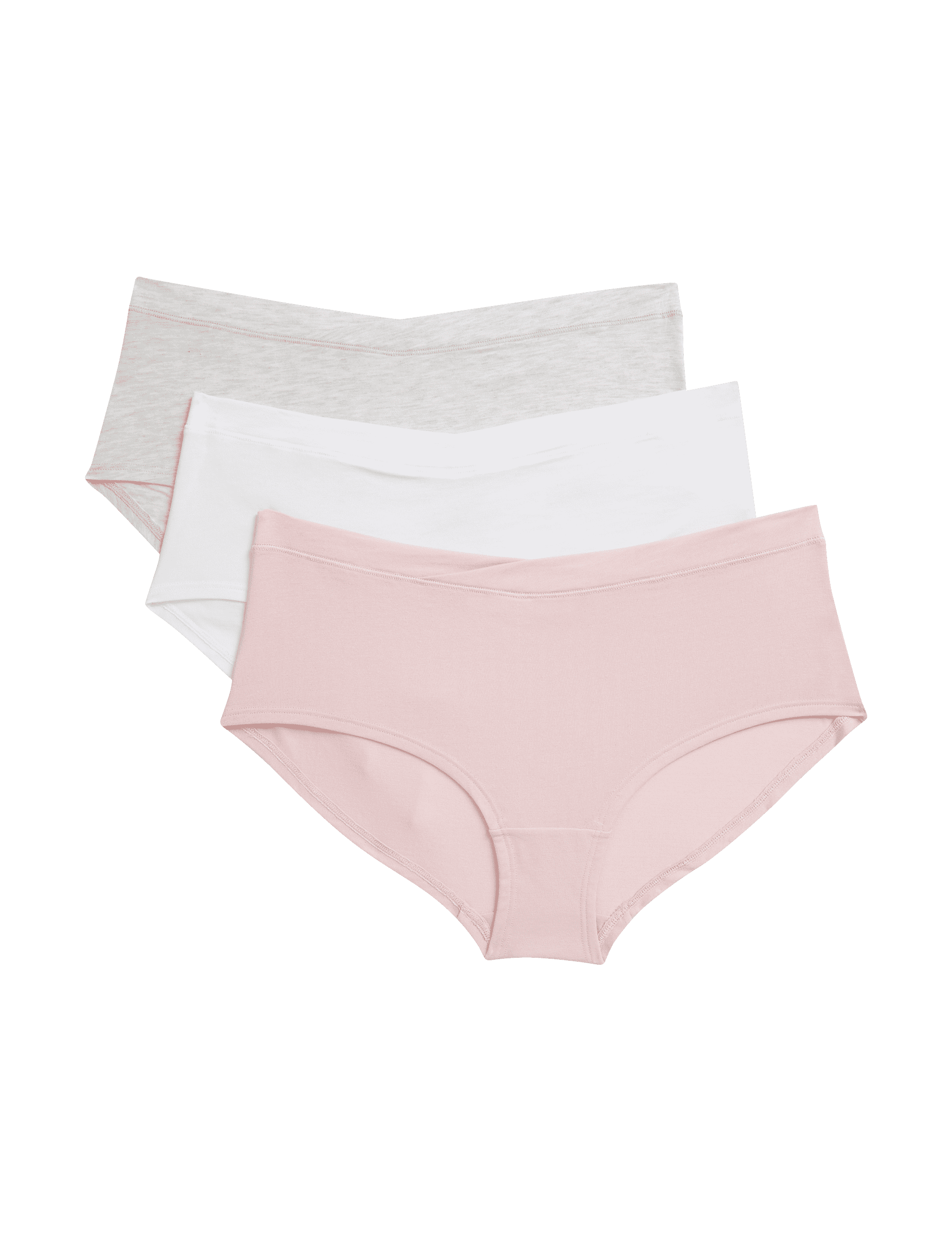 M&S Collection Women's 3pk Cotton Modal Under Bump Maternity Knickers - 10 - White Mix, Black,White 