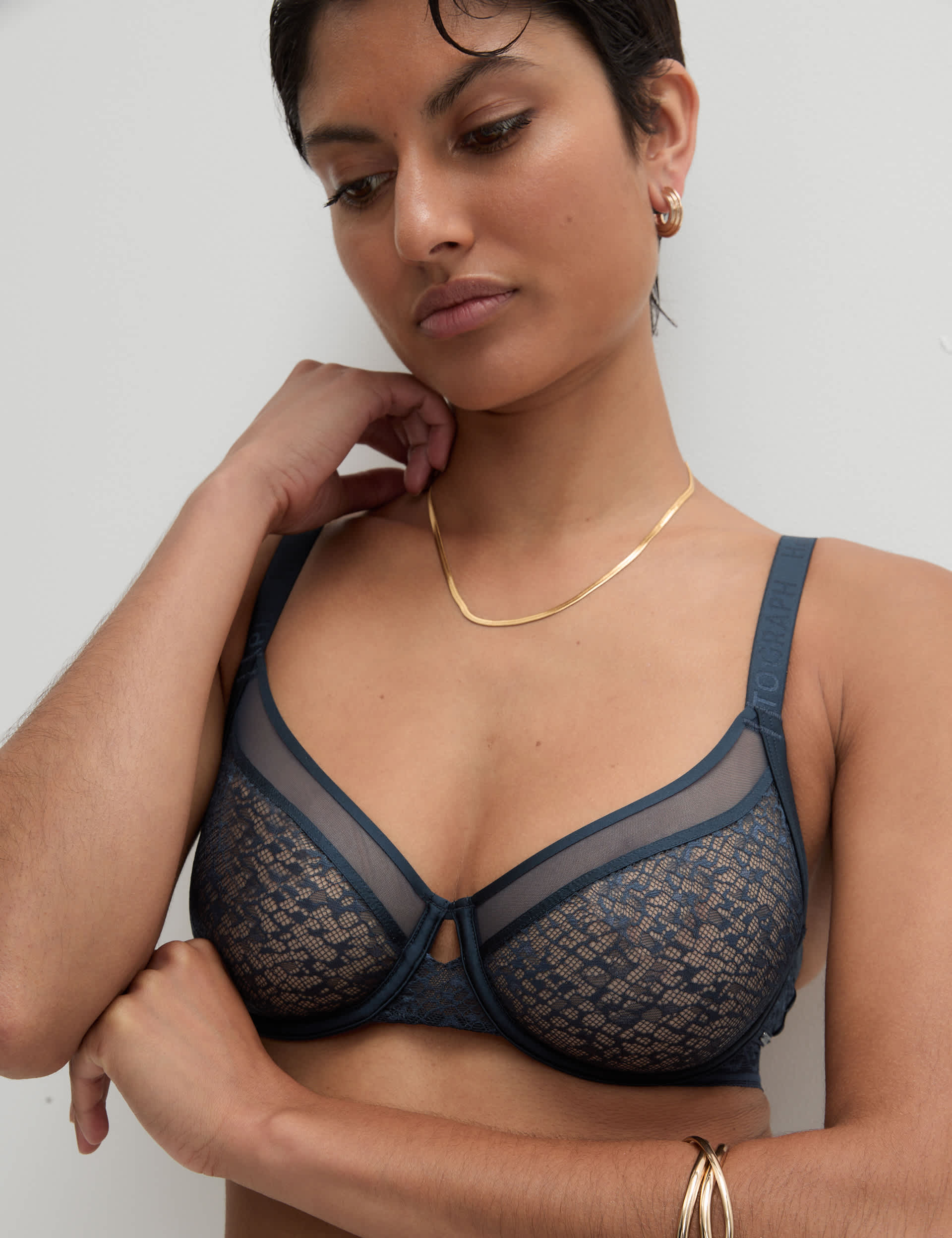 Autograph Women's Tivoli Patterned Lace Wired Full Cup Bra (A-E) - 36D - Dark Navy, Claret,Dark Navy