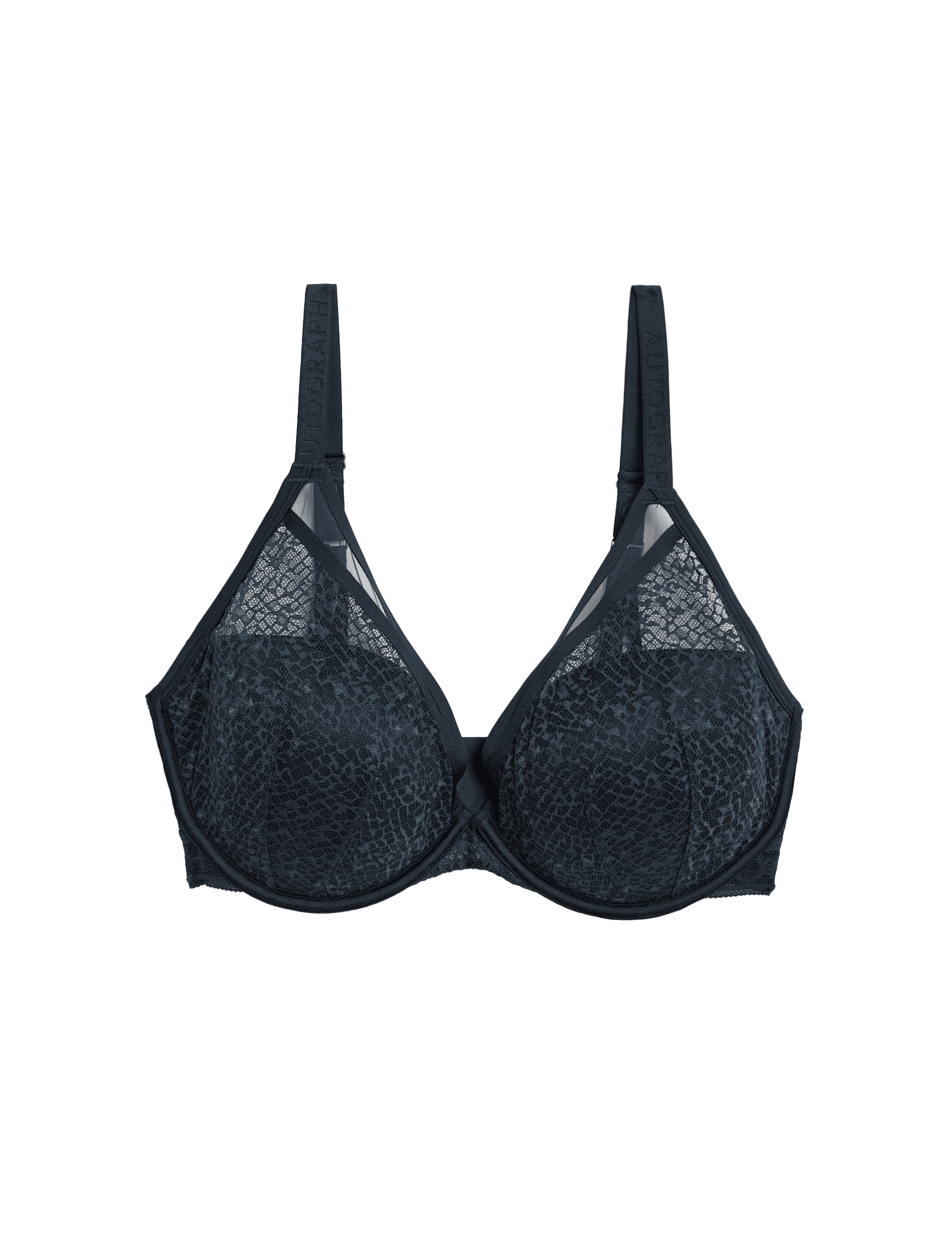 Autograph Women's Tivoli Patterned Lace Wired Plunge Bra (F-G) - 36F - Dark Navy, Dark Navy