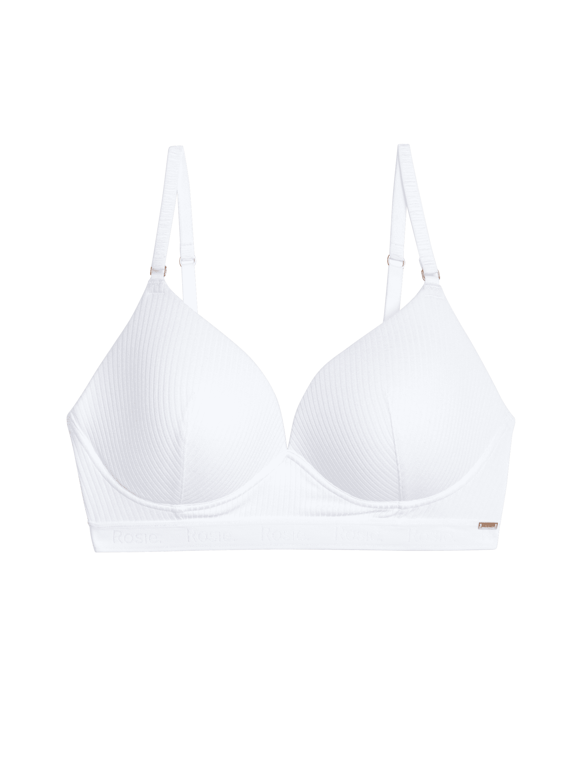 Rosie Women's Lounge Rib & Lace Non Wired Plunge Bra (A-E) - 36C - White, Black,White