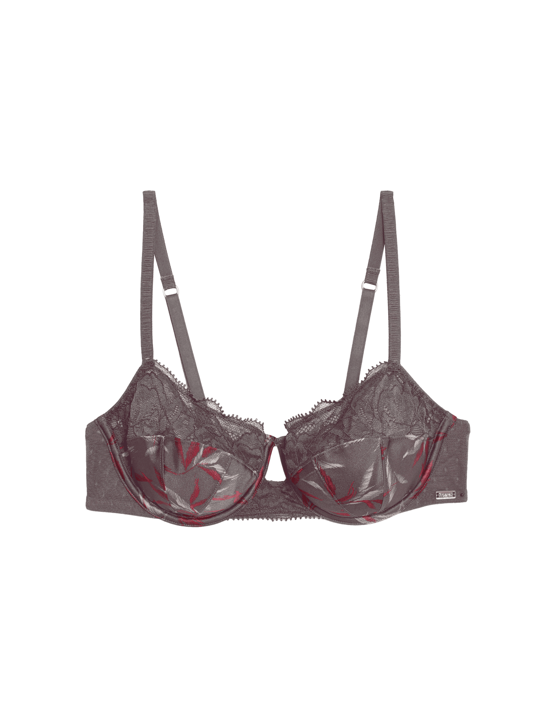 Rosie Women's Mimosa Silk & Lace Wired Balcony Bra (A-E) - 32C - Mole Mix, Mole Mix