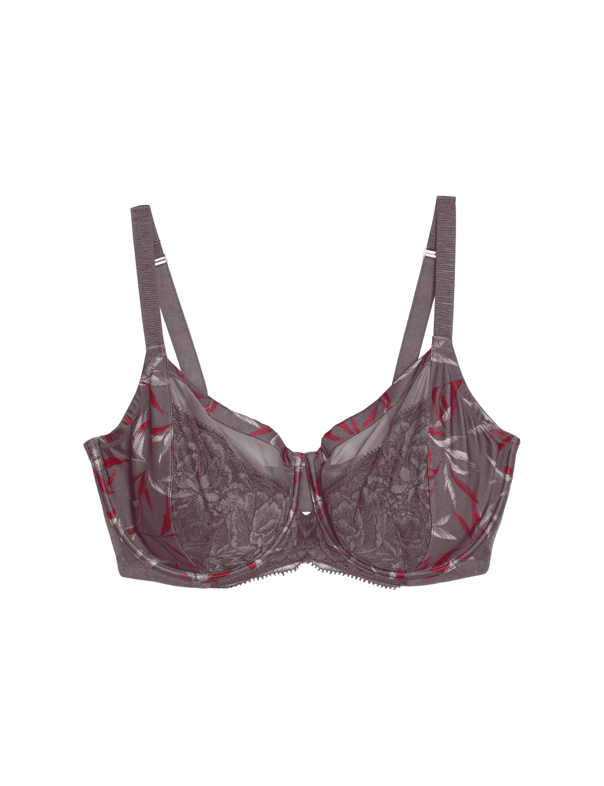 Rosie Women's Mimosa Silk & Lace Wired Minimiser Bra (C-G) - 38G - Mole Mix, Mole Mix