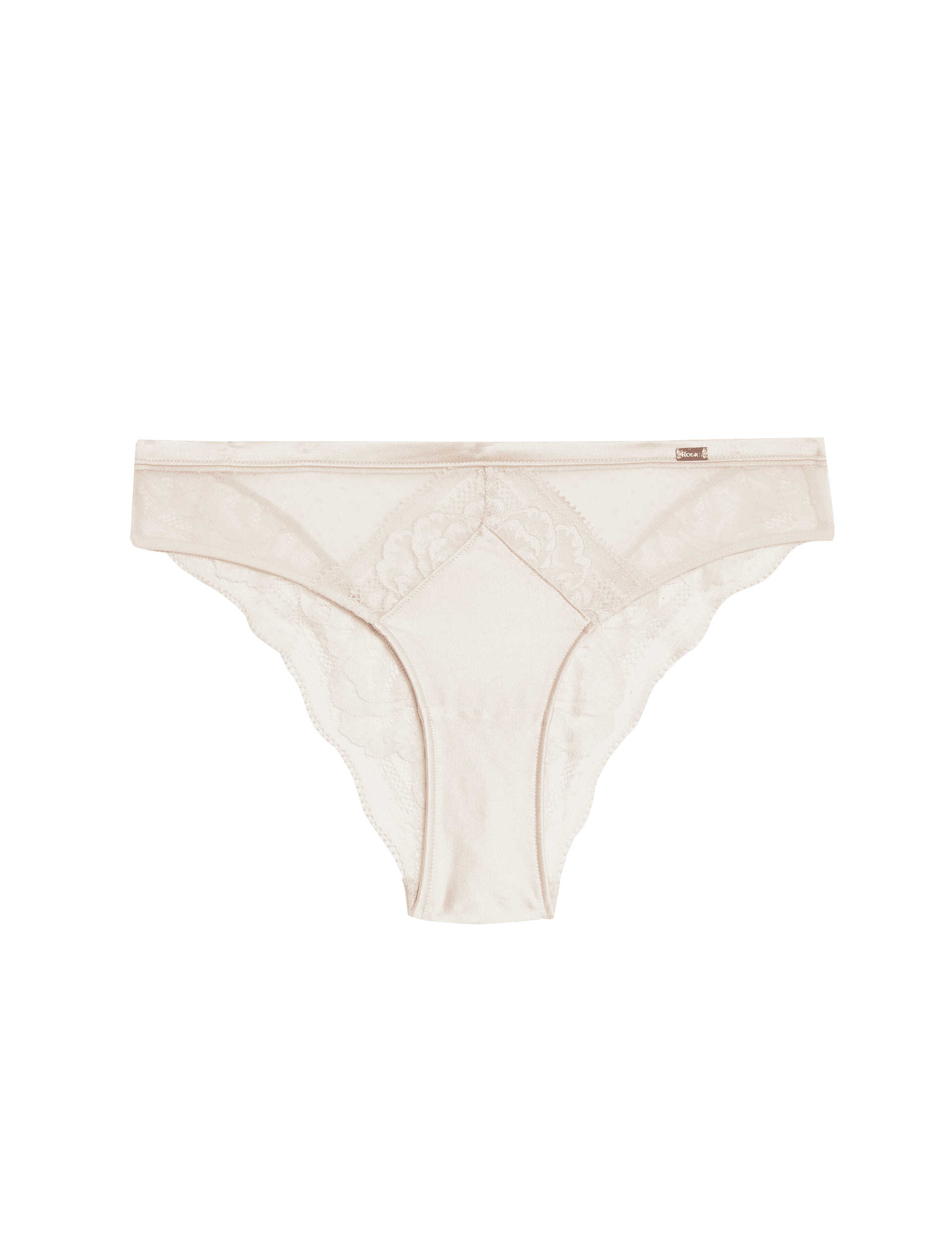 Rosie Women's Silk & Lace Brazilian Knickers - 14 - Pale Opaline, Black,Pale Opaline