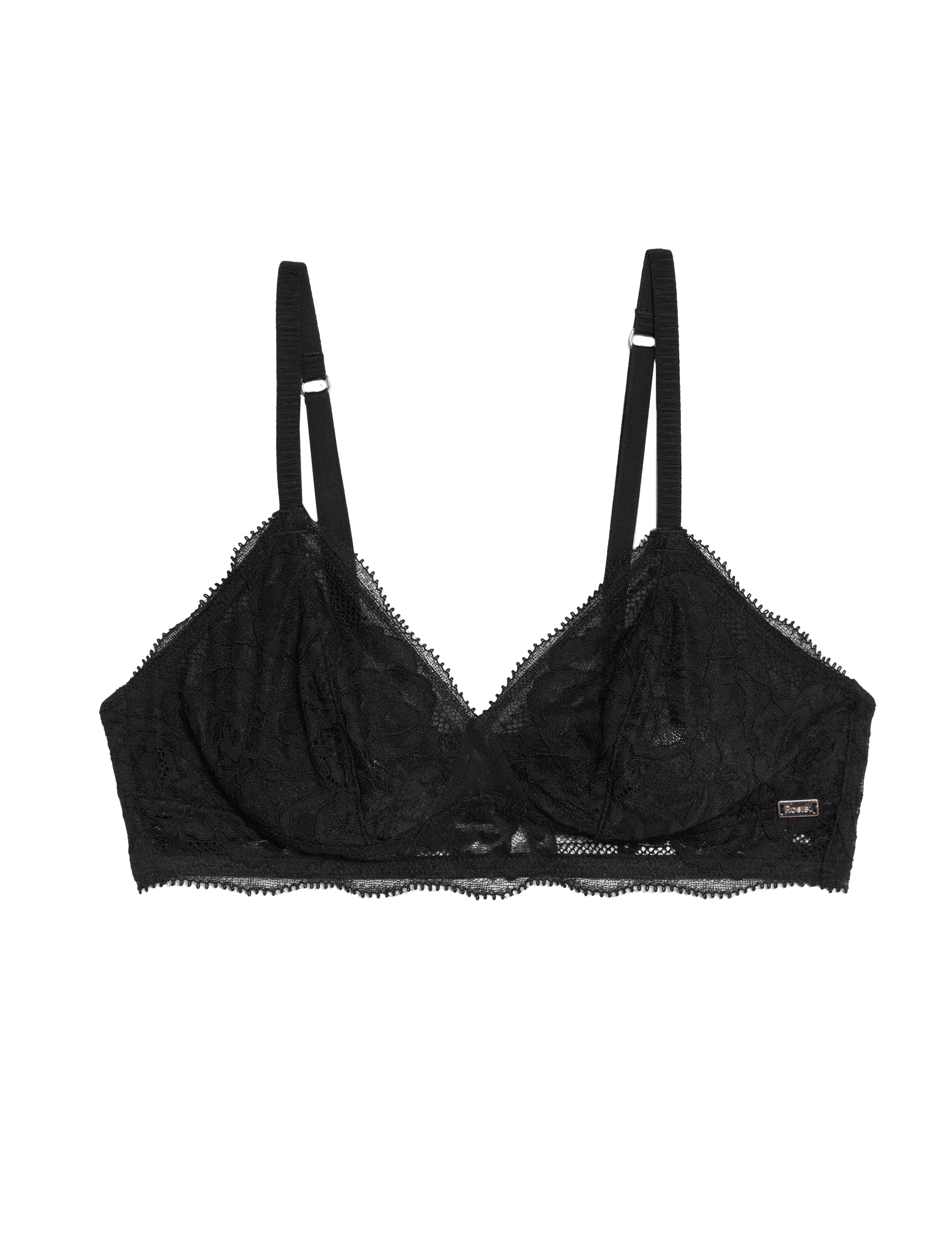 Rosie Women's Lace Non Wired Bralette (A-E) - 14D-E - Black, Black,Pale Opaline