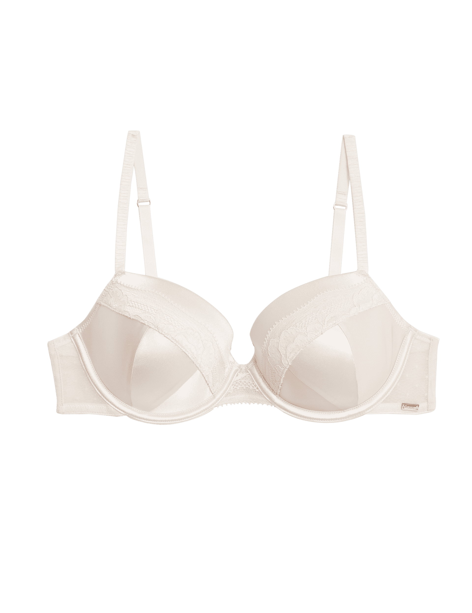 Rosie Women's Silk & Lace Wired Balcony Bra (A-E) - 38E - Pale Opaline, Pale Opaline,Black