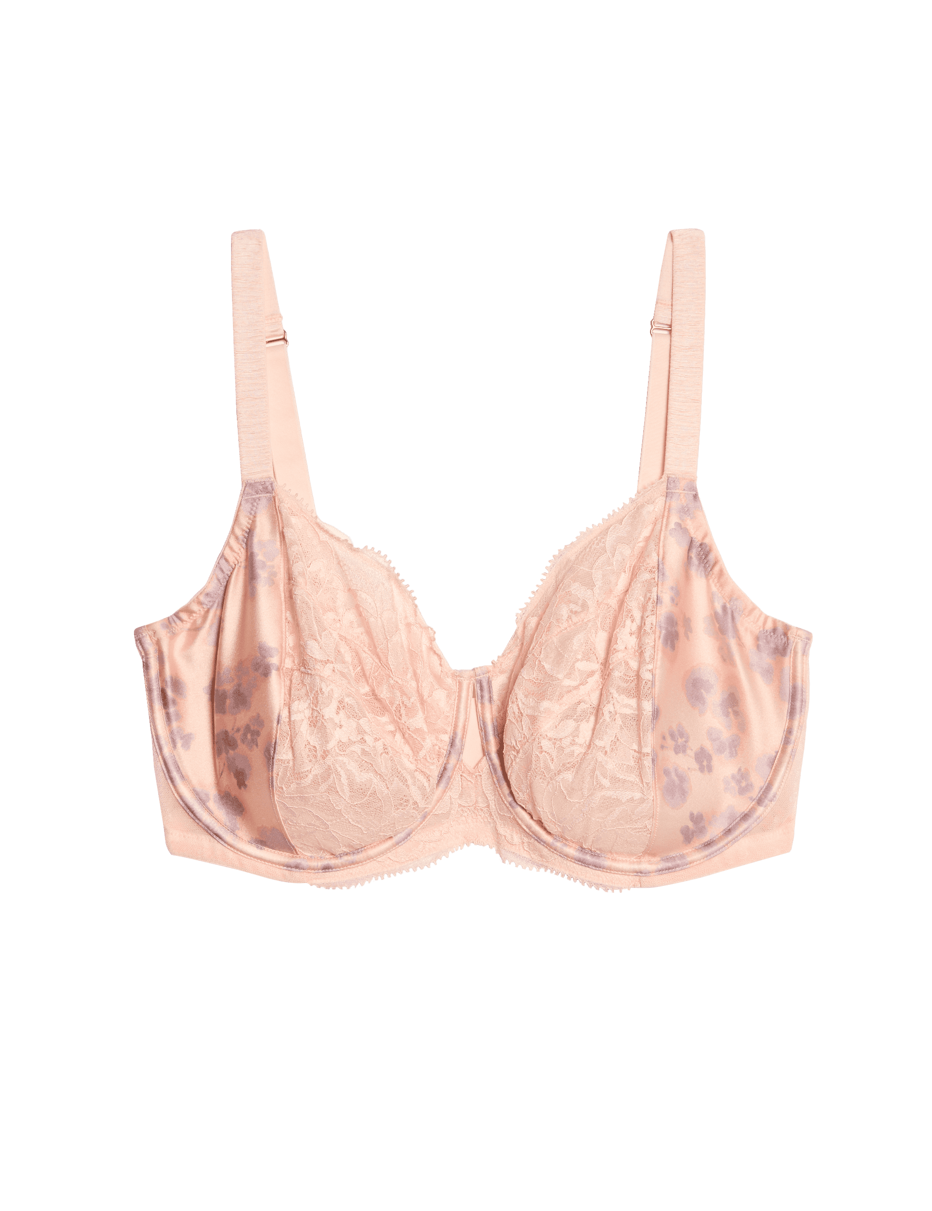 Rosie Women's Cherry Blossom Silk Wired Minimiser Bra (C-G) - 36DD - Melba Blush, Melba Blush