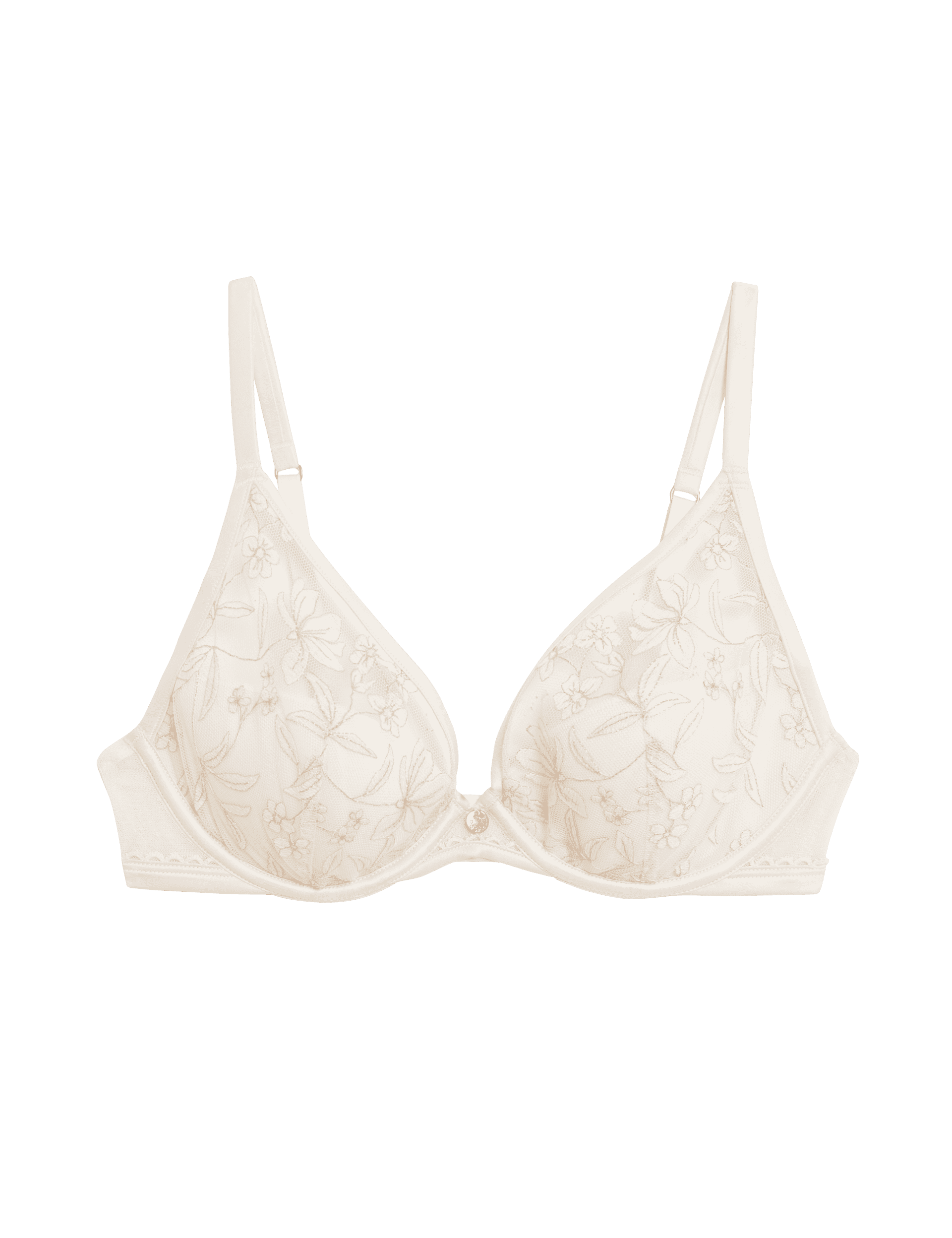 Rosie Women's Trousseau Embroidery Wired Plunge Bra (A-E) - 36C - Ivory, Ivory