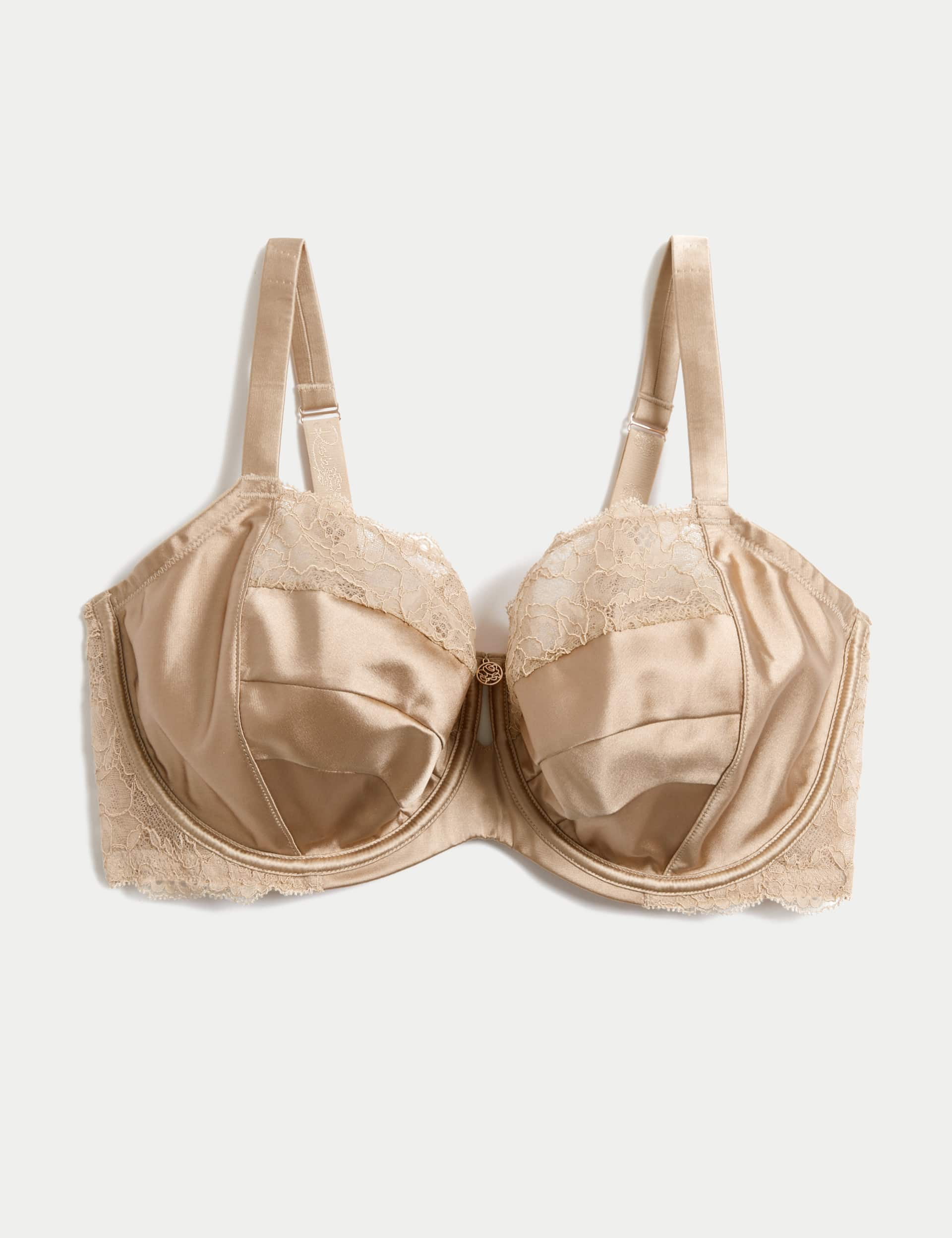 Rosie Women's Silk & Lace Wired Balcony Bra F-H - 36F - Rose Quartz, Rose Quartz,Rich Amber,Topaz,Ri