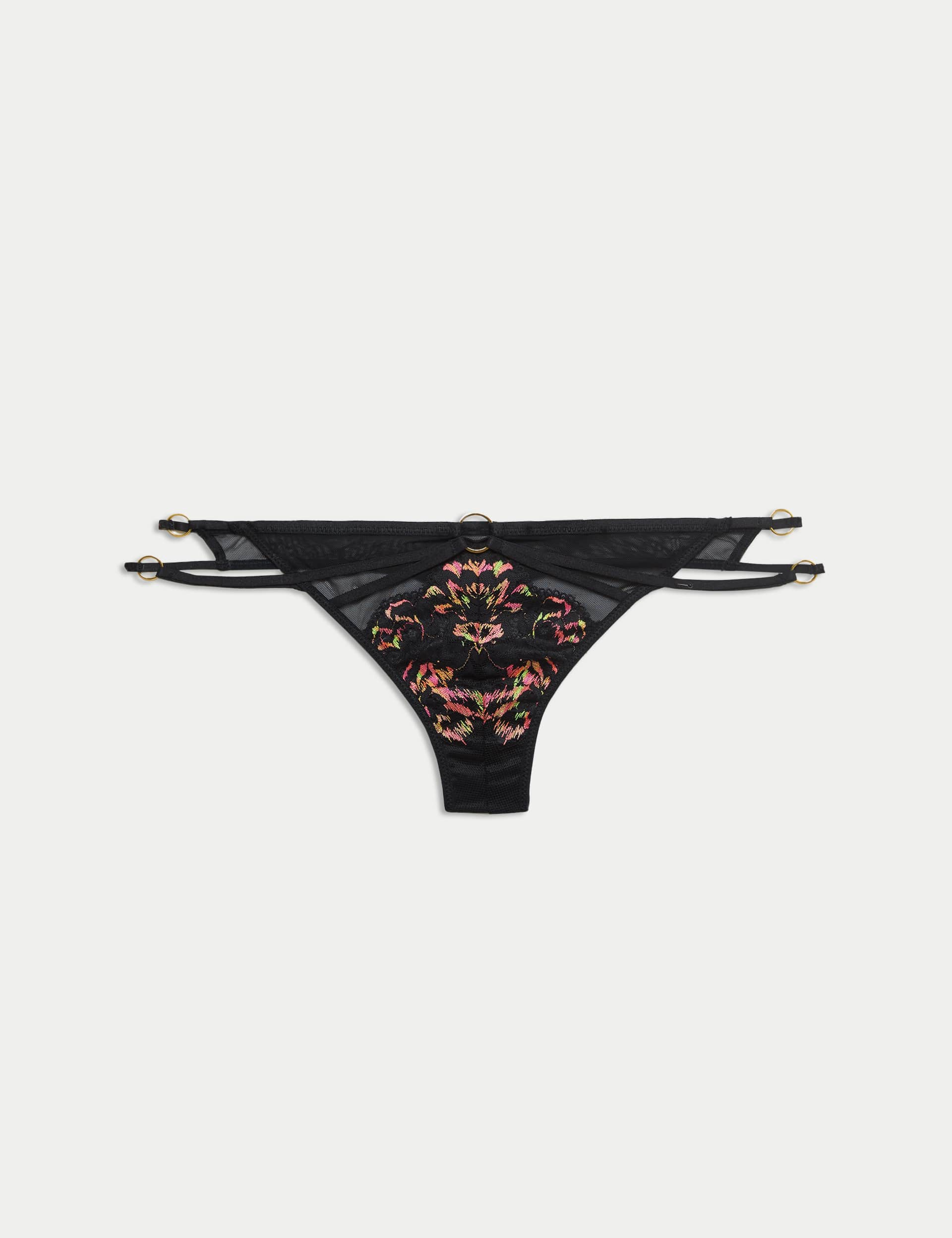 Boutique Women's Vera Lace Thong - 12 - Black Mix, Black Mix