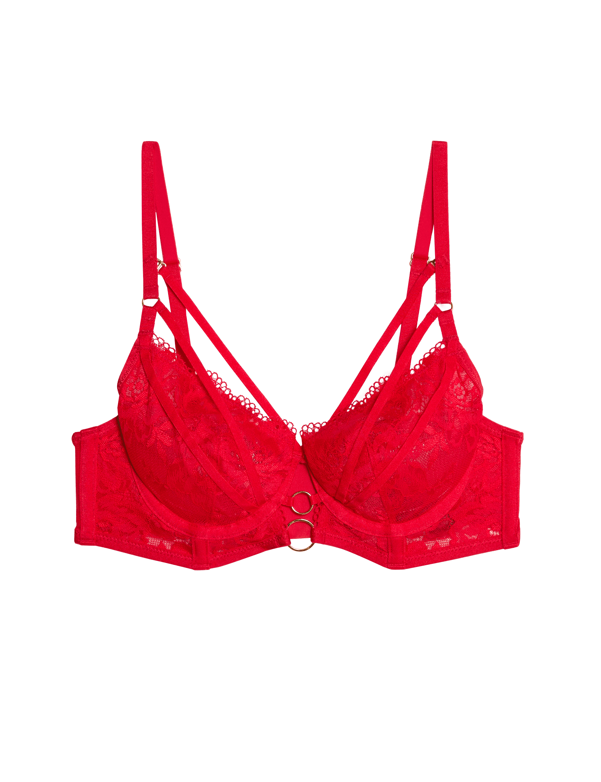 Boutique Women's Vera Lace Wired Longline Balcony Bra (A-E) - 36C - Bright Red, Bright Red