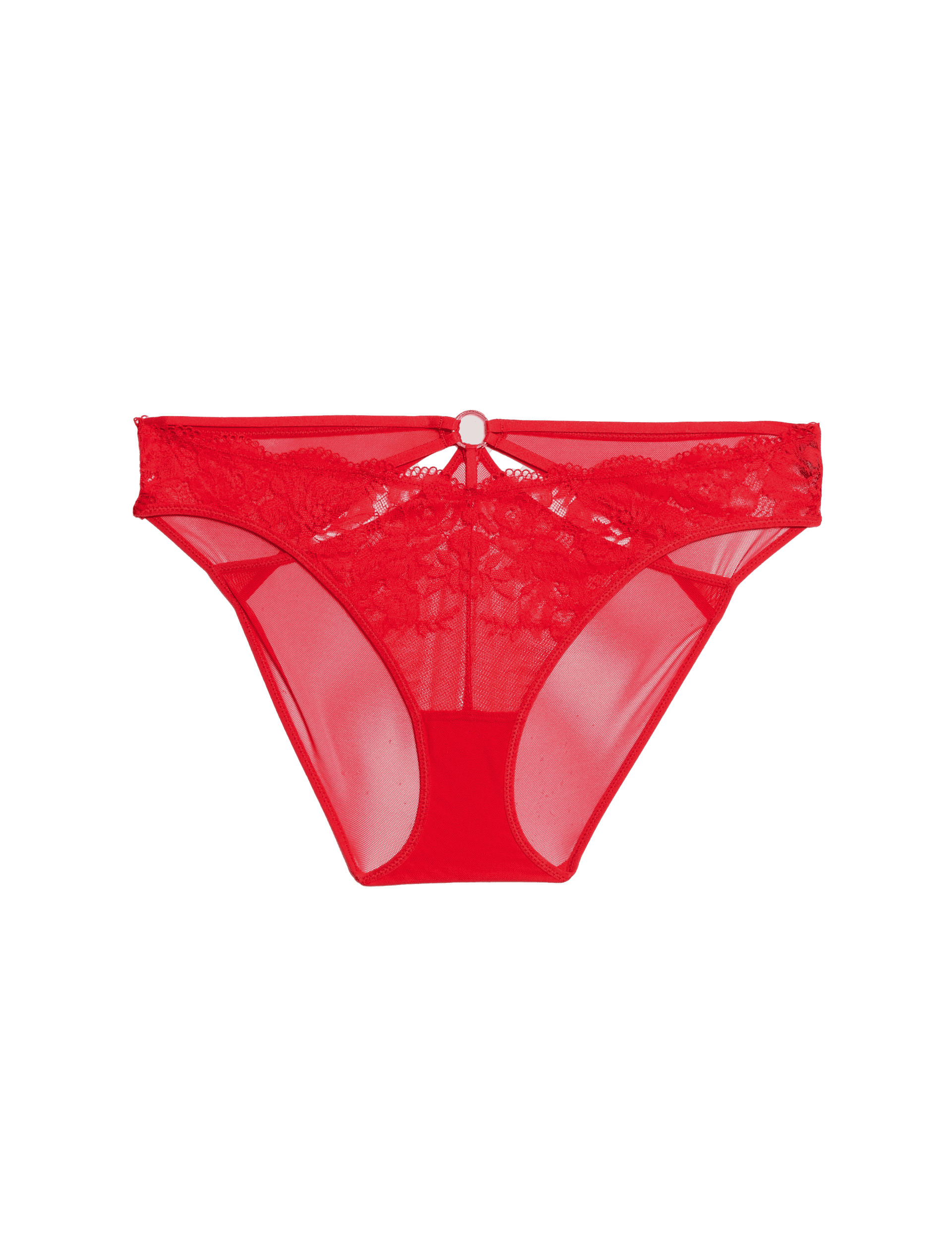 Boutique Women's Vera Lace High Leg Knickers - 14 - Bright Red, Bright Red