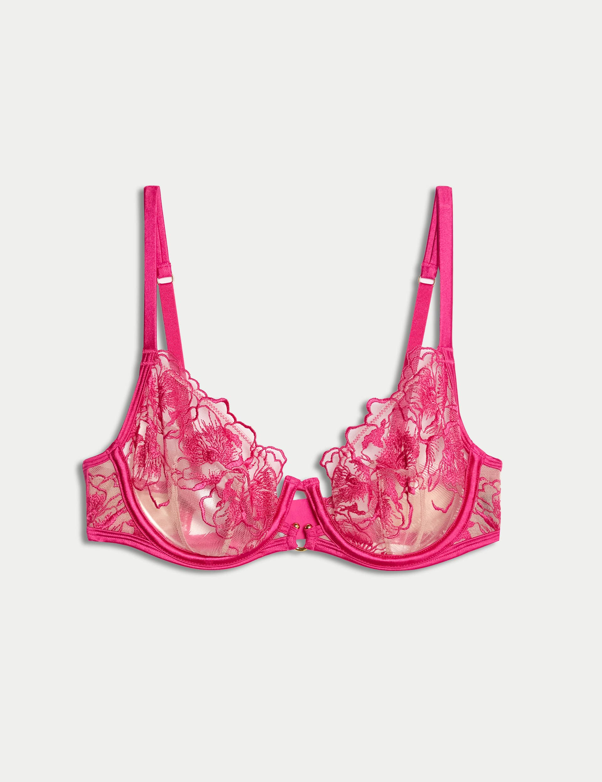 Boutique Women's Gala Embroidery Wired Balcony Bra (A-E) - 38DD - Fuchsia Mix, Fuchsia Mix