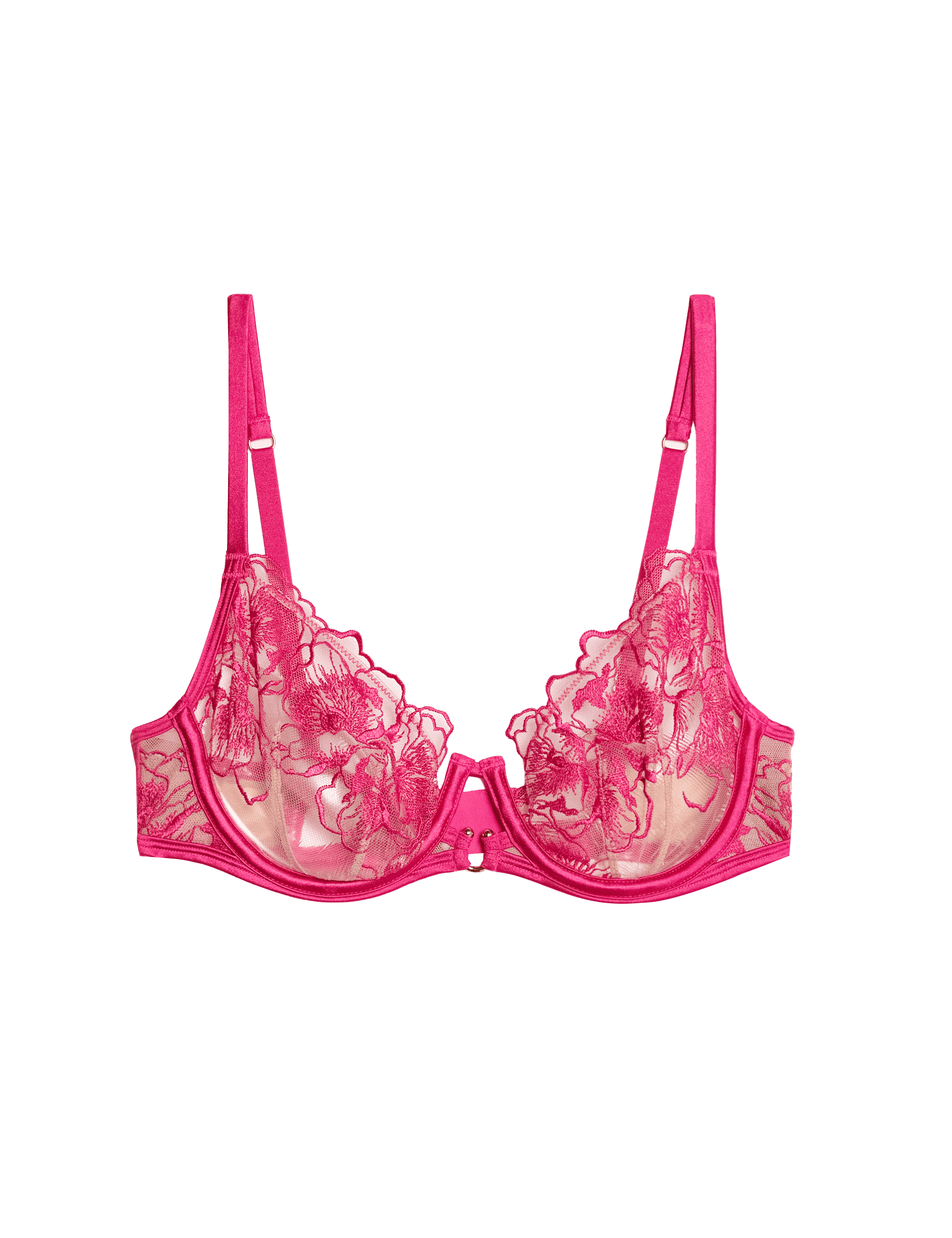 Boutique Women's Gala Embroidery Wired Balcony Bra (A-E) - 38DD - Fuchsia Mix, Fuchsia Mix