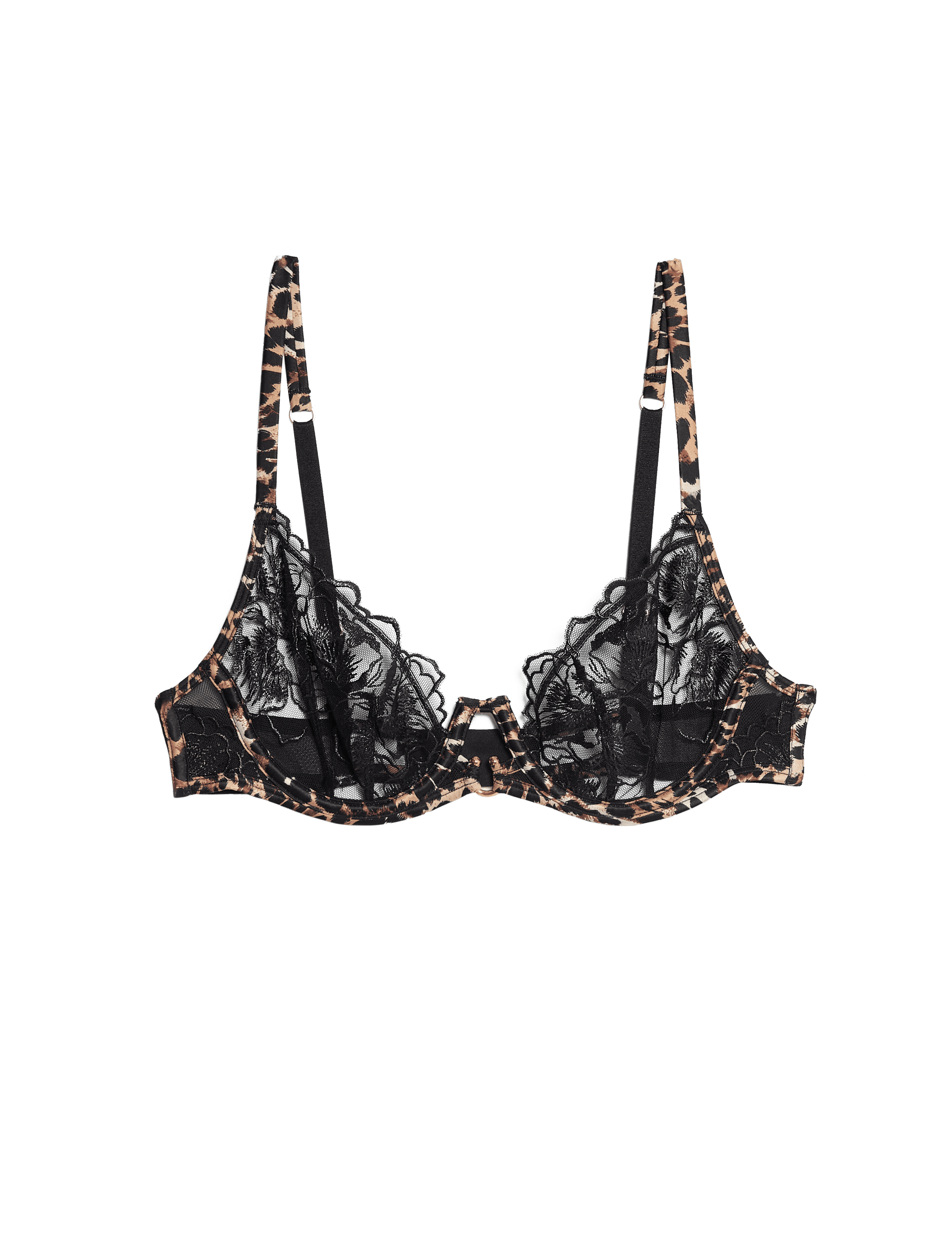 Boutique Women's Gala Embroidery Wired Balcony Bra (A-E) - 40DD - Black Mix, Black Mix