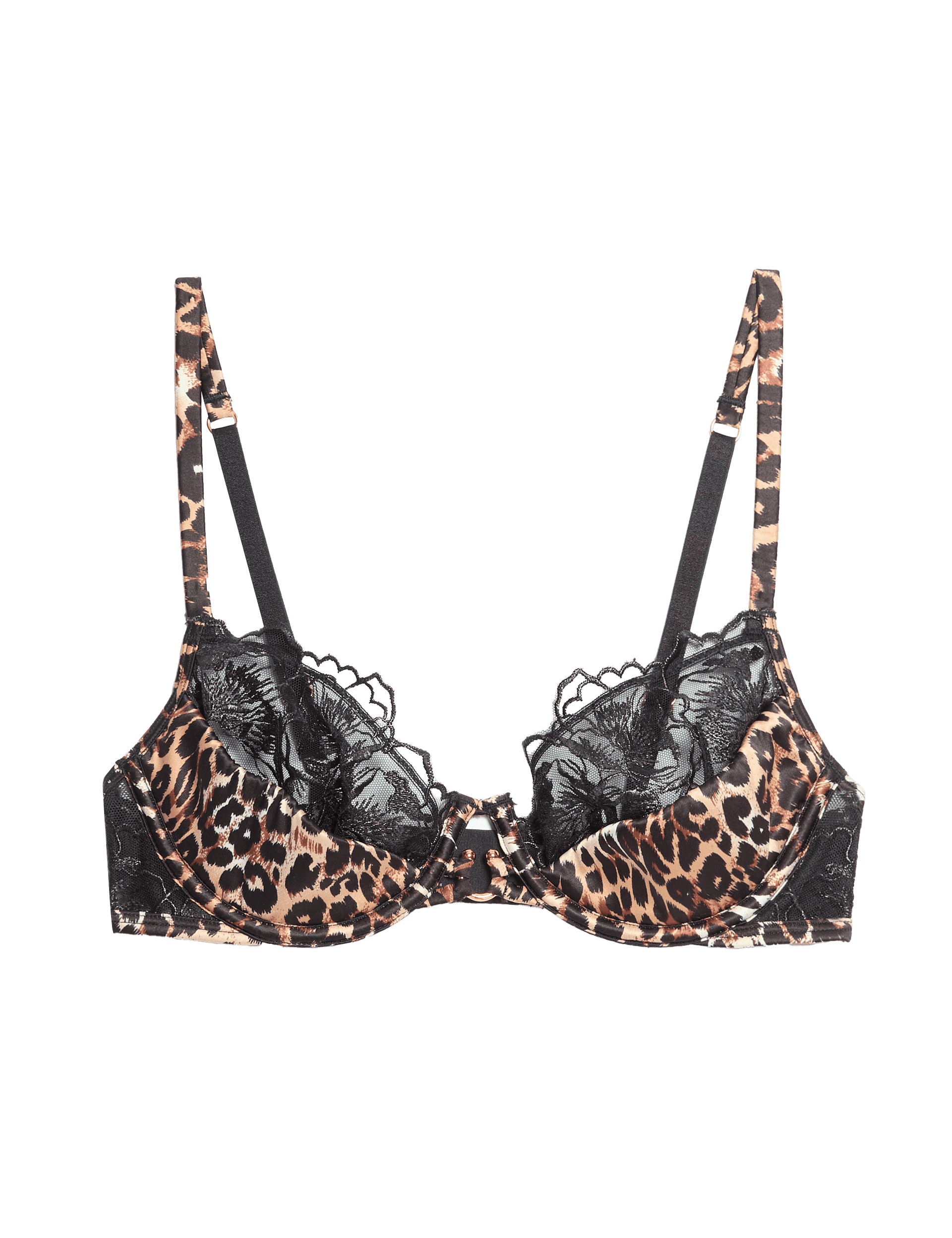 Boutique Women's Gala Embroidery Wired Quarter Cup Balcony Bra (A-E) - 38DD - Black Mix, Black Mix