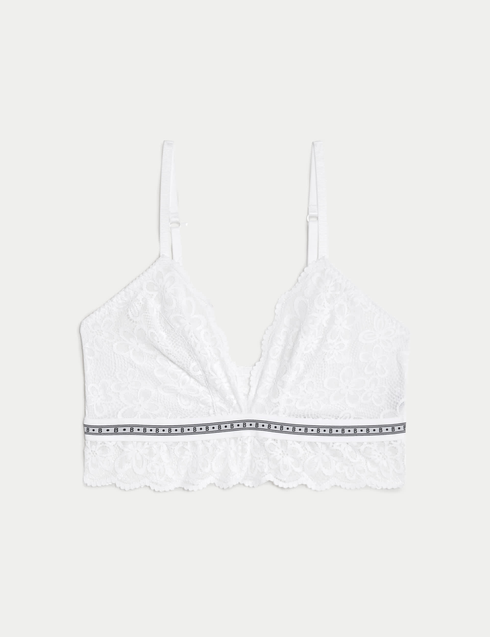 B By Boutique Women's Cleo Lace Non Wired Bralette - M - White, Black,White