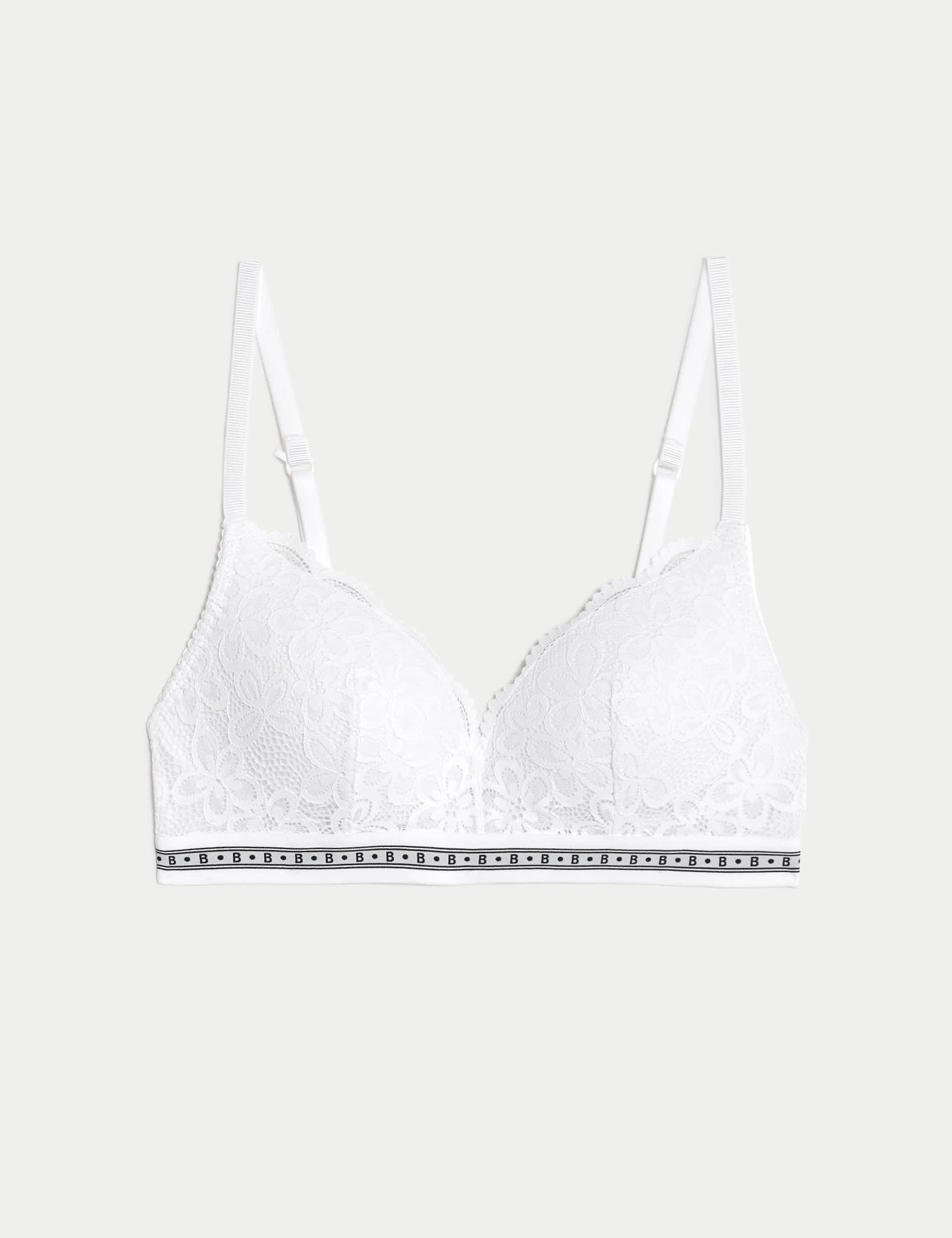 B By Boutique Women's Cleo Lace Non Wired Plunge Bra (A-E) - 36C - White, Black,White