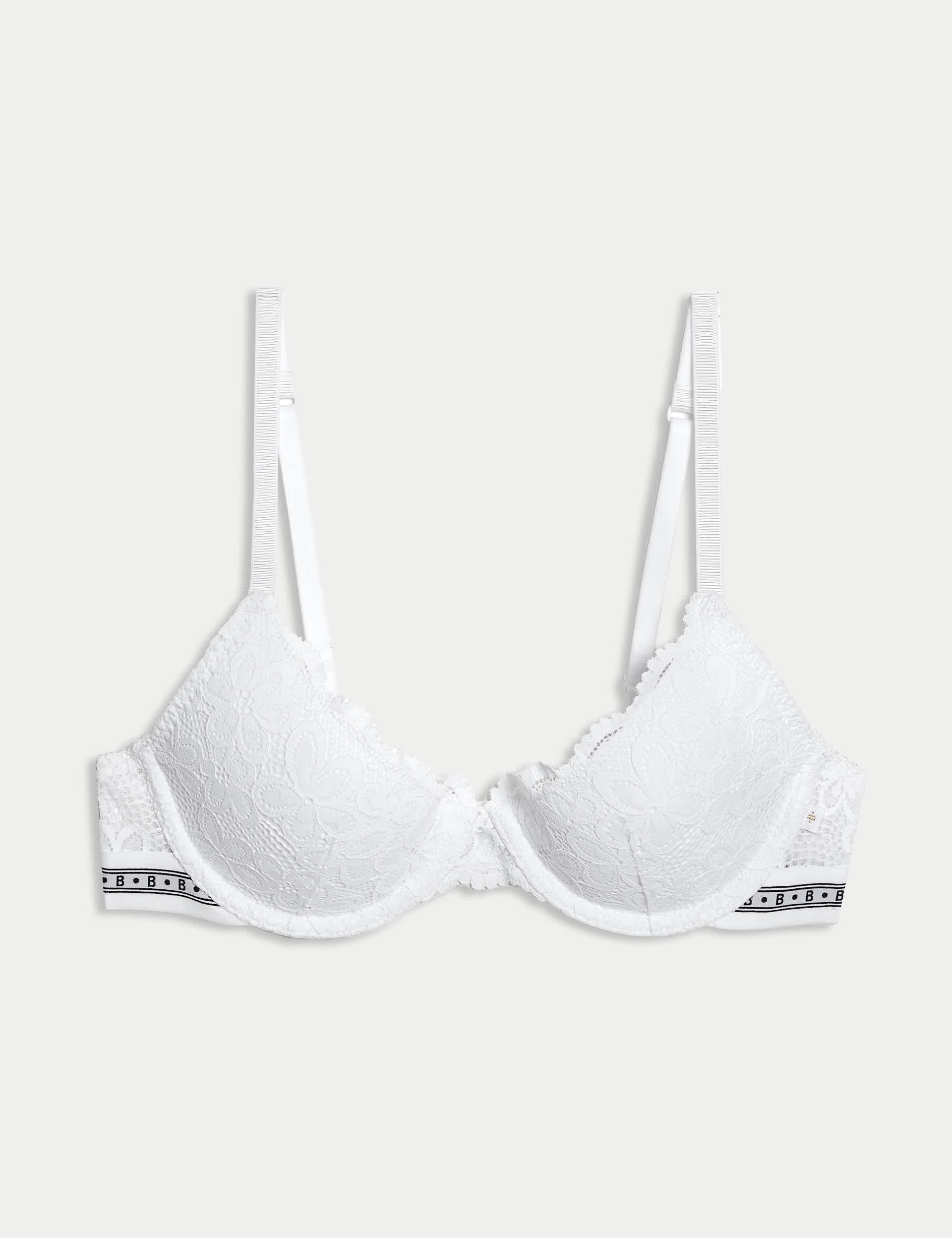 B By Boutique Women's Cleo Lace Wired Demi Cup Bra (A-E) - 40DD - White, Black,White