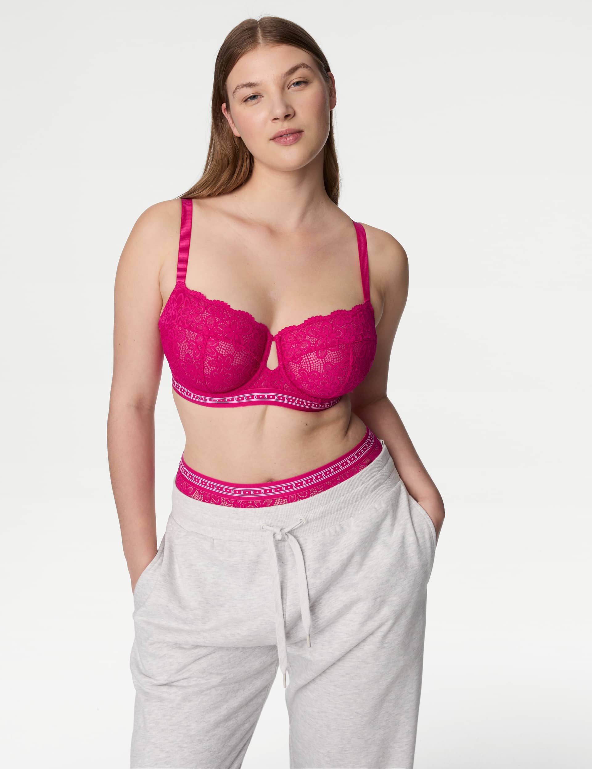 B By Boutique Women's Cleo Lace Wired Balcony Bra (F-H)