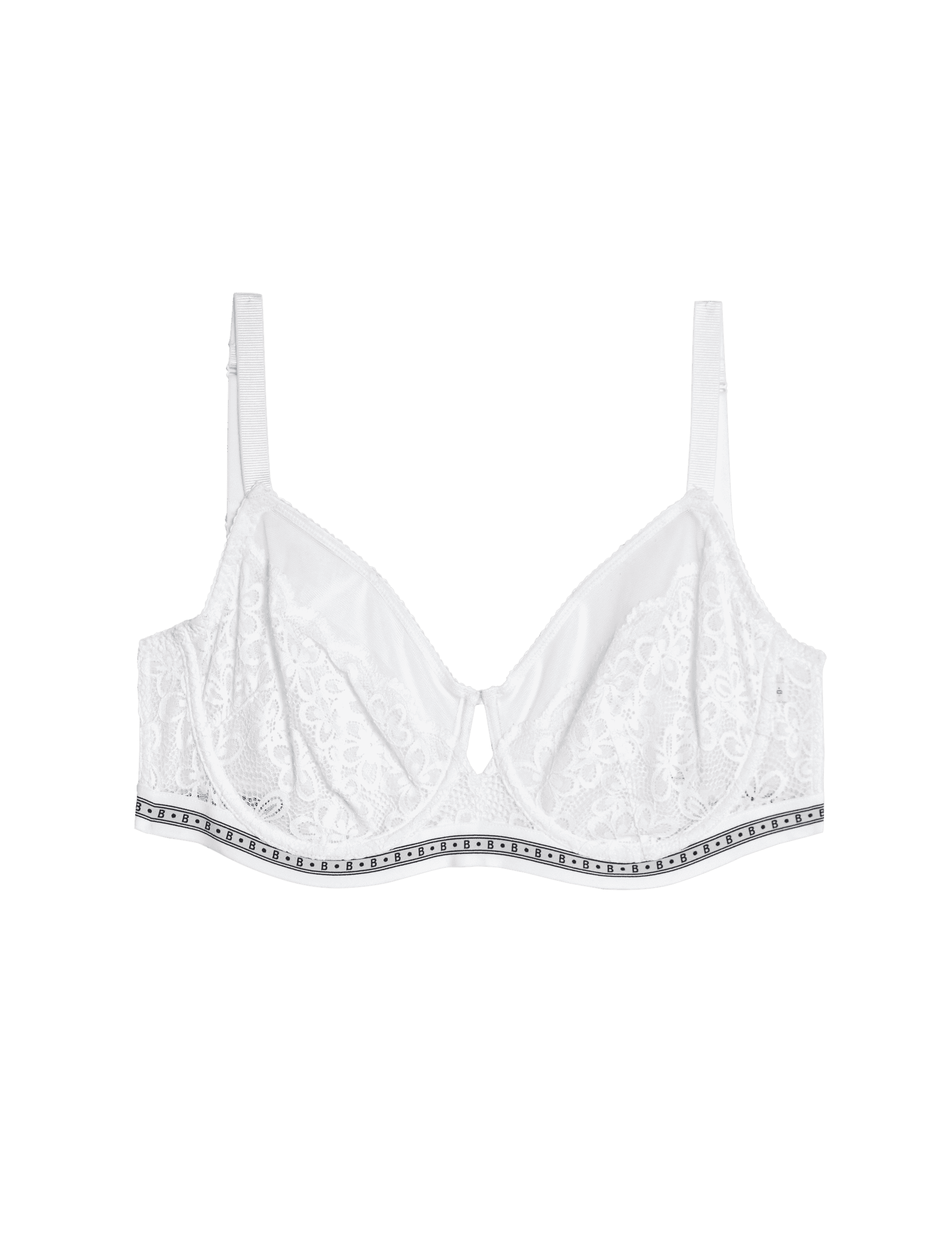 B By Boutique Women's Cleo Lace Wired Minimiser Bra - 38DD - White, White,Black