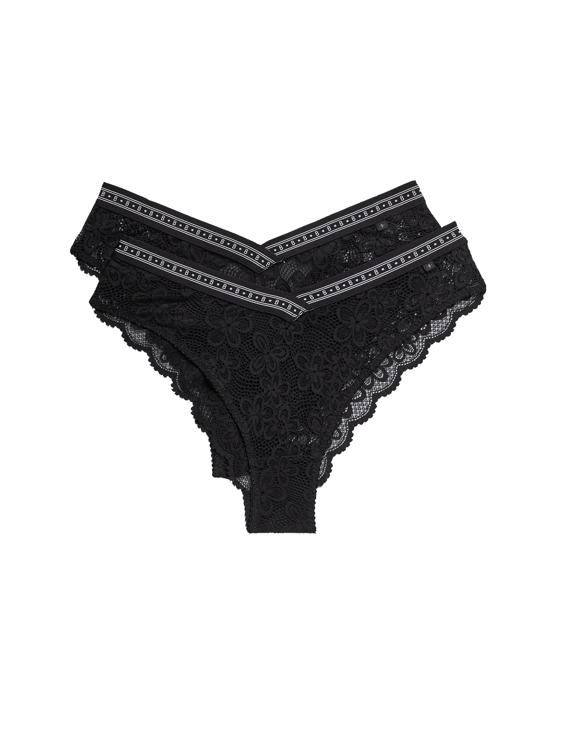 B By Boutique Women's 2 Pack Cleo Lace Miami Knickers - Black, Black