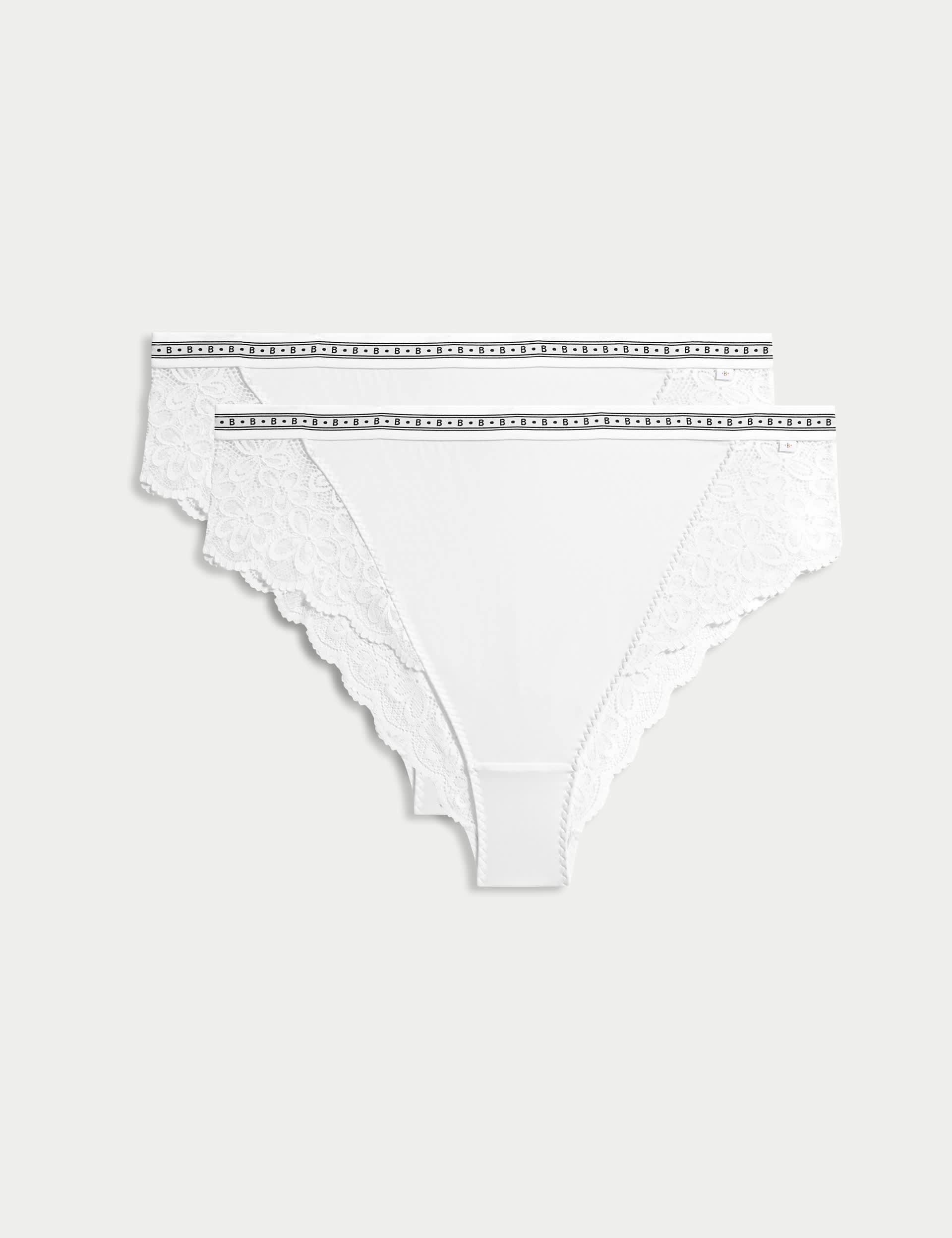 B By Boutique Women's 2pk Cleo High Waisted Brazilian Knickers - M - White, White,Black