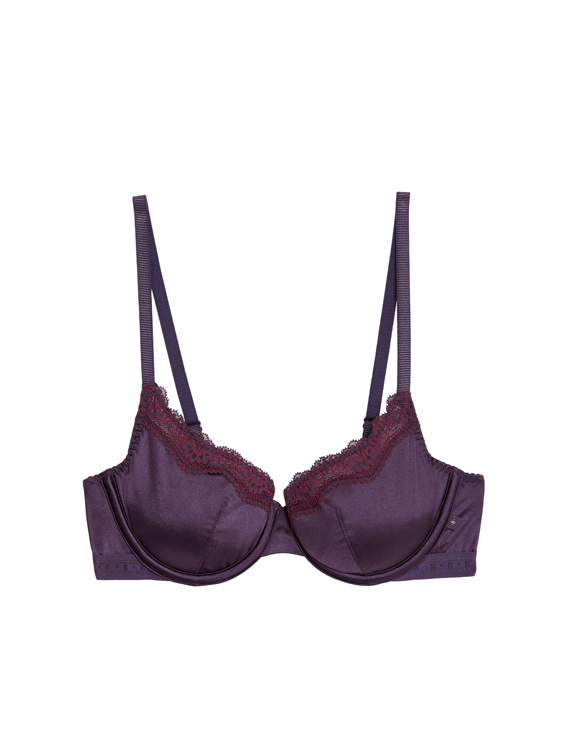 B By Boutique Women's Ella Lace Trim Wired Demi Cup Bra A-E - 30DD - Blackberry, Blackberry,Bright A