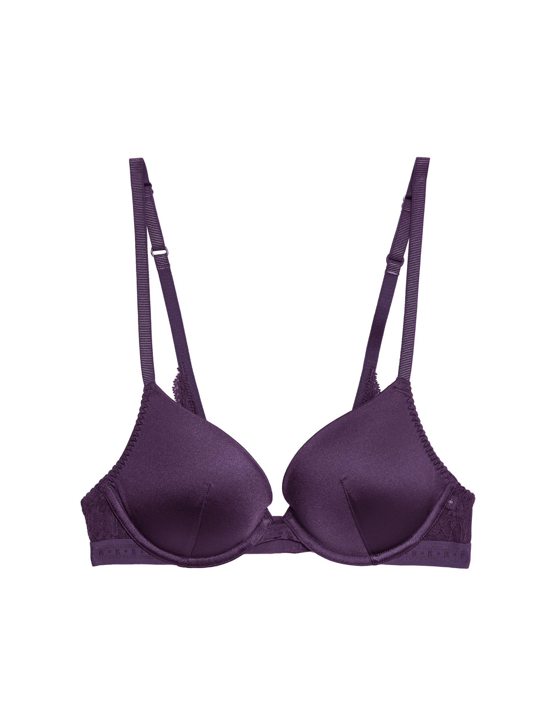 B By Boutique Women's Ella Lace Trim Wired Push Up Plunge Bra (A-E) - 30DD - Blackberry, Blackberry,