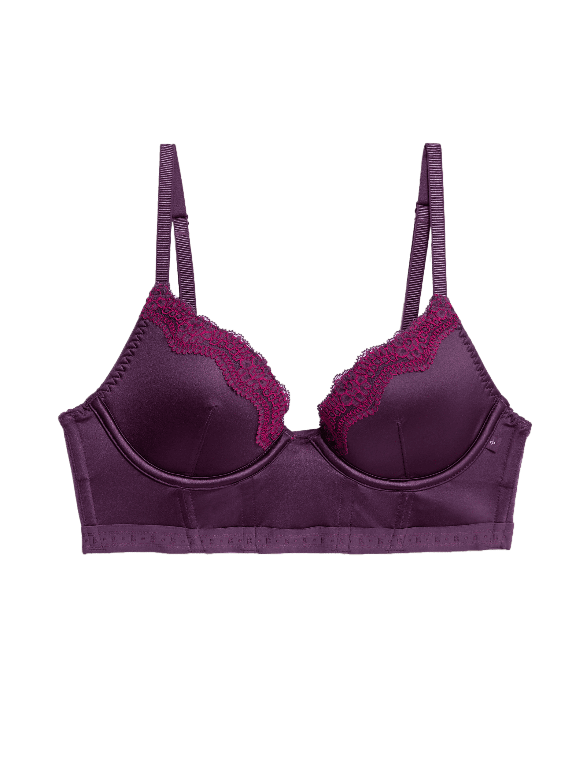 B By Boutique Women's Ella Lace Wired Longline Plunge Bra A-E - 30DD - Blackberry, Blackberry