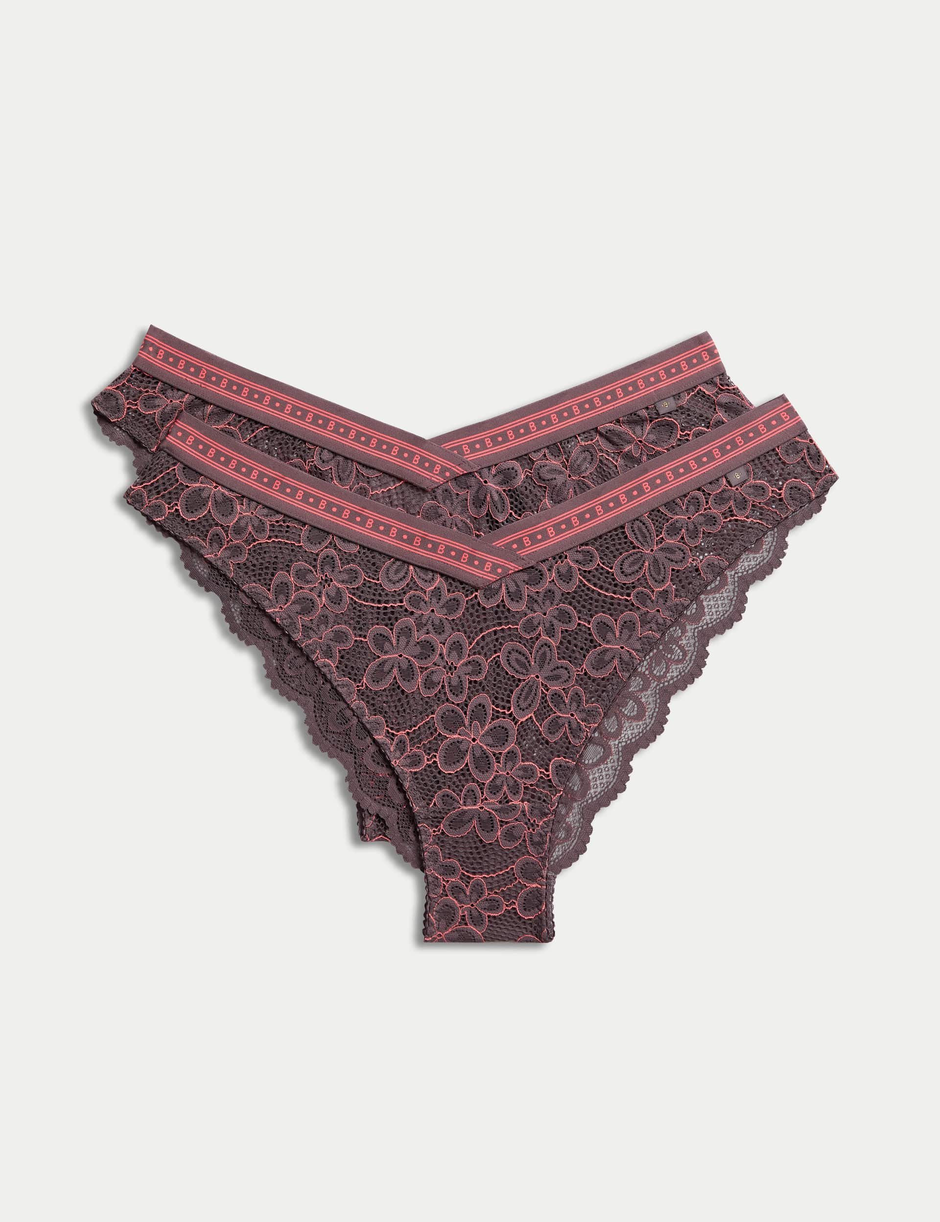 B By Boutique Women's 2pk Cleo Lace Miami Knickers