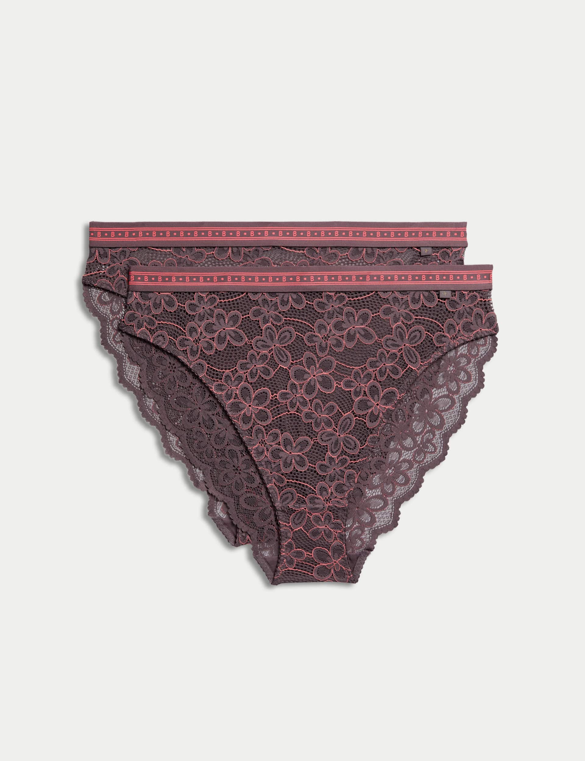 B By Boutique Women's 2pk Cleo High Waisted High Leg Knickers