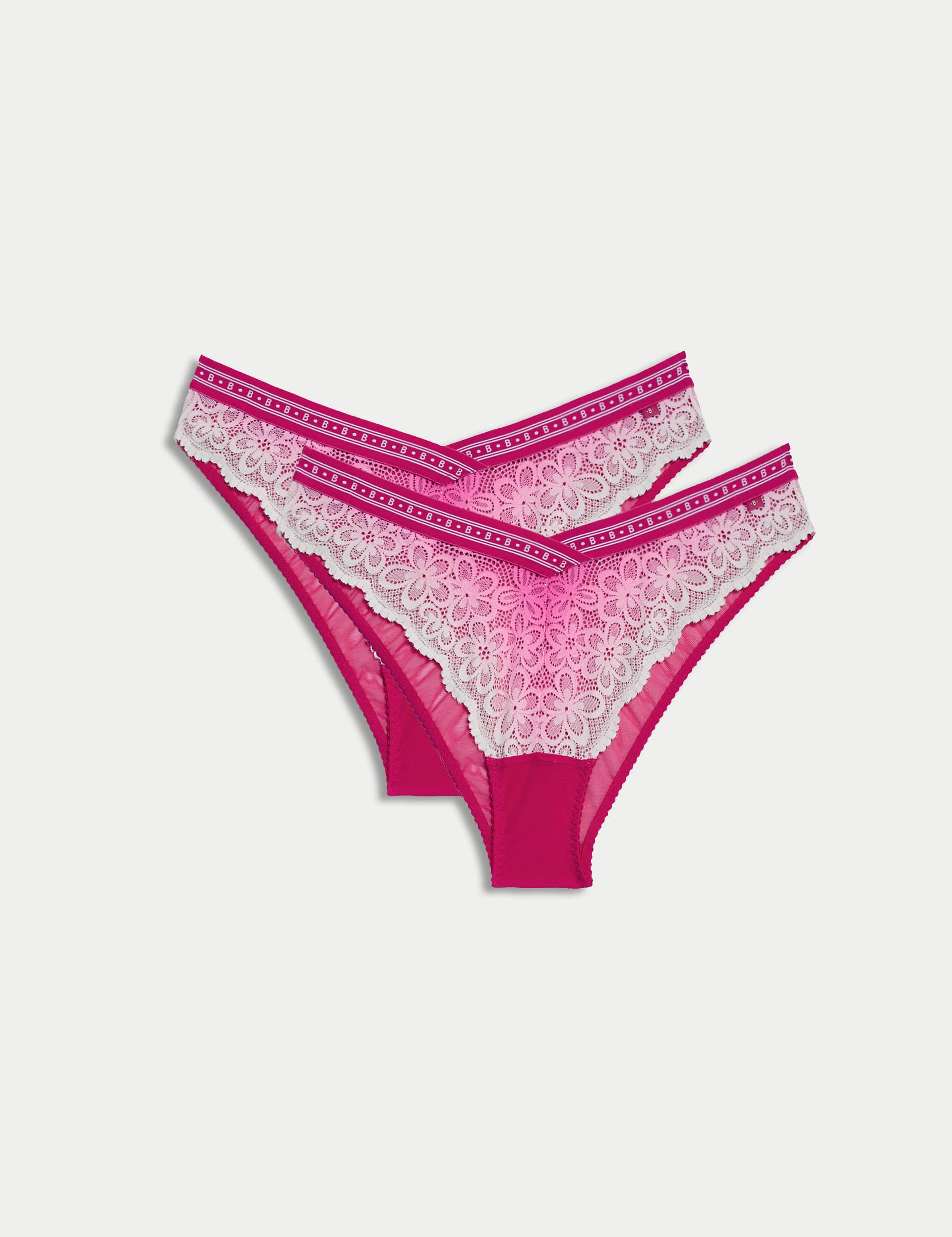 B By Boutique Women's 2pk Cleo Ombre Miami Knickers - Pink Mix, Pink Mix