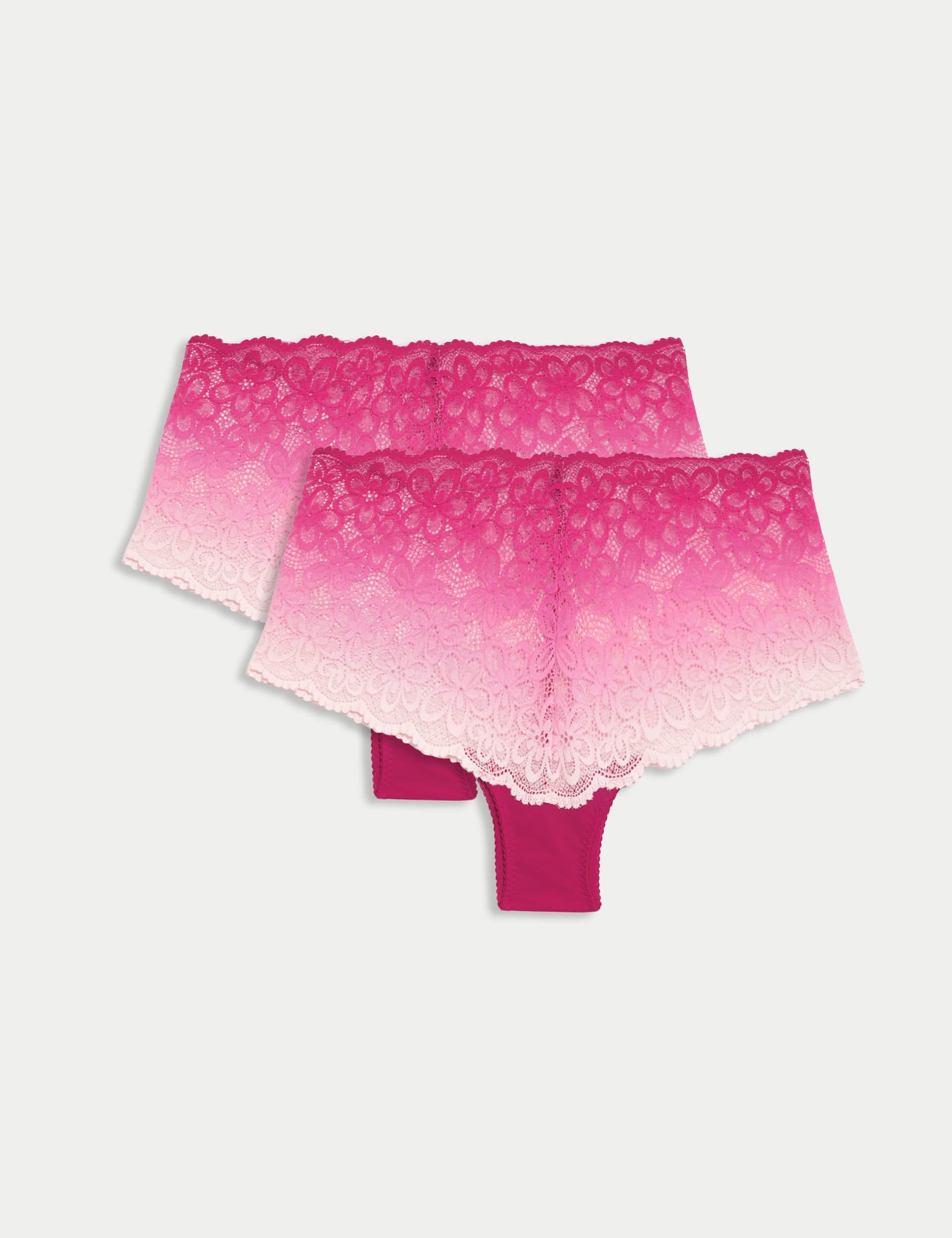 B By Boutique Women's 2pk Cleo Lace Ombre Low Rise Knicker Shorts - Pink Mix, Pink Mix