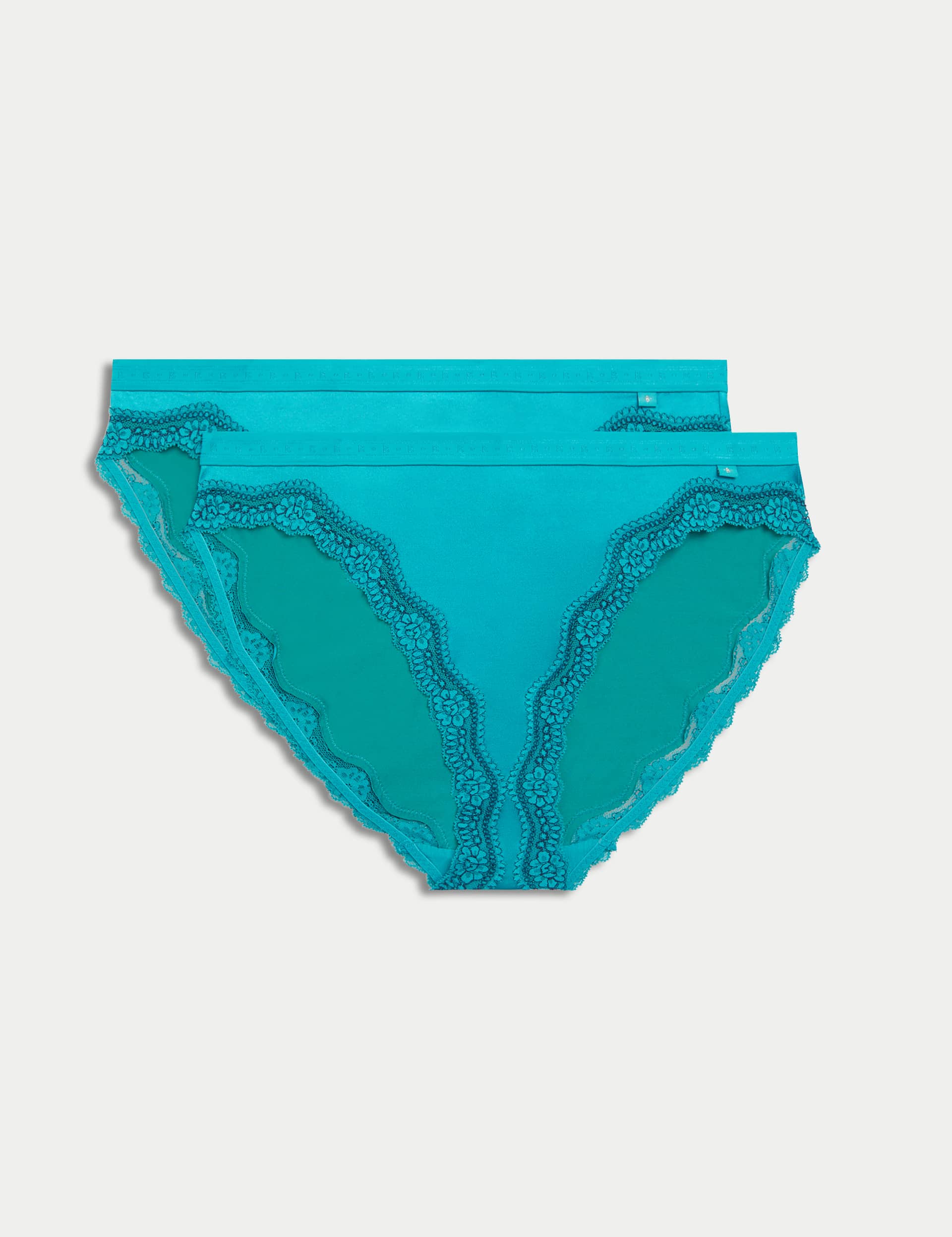 B By Boutique Women's 2pk Ella High Leg Knickers - M - Bright Aqua, Blackberry,Bright Aqua