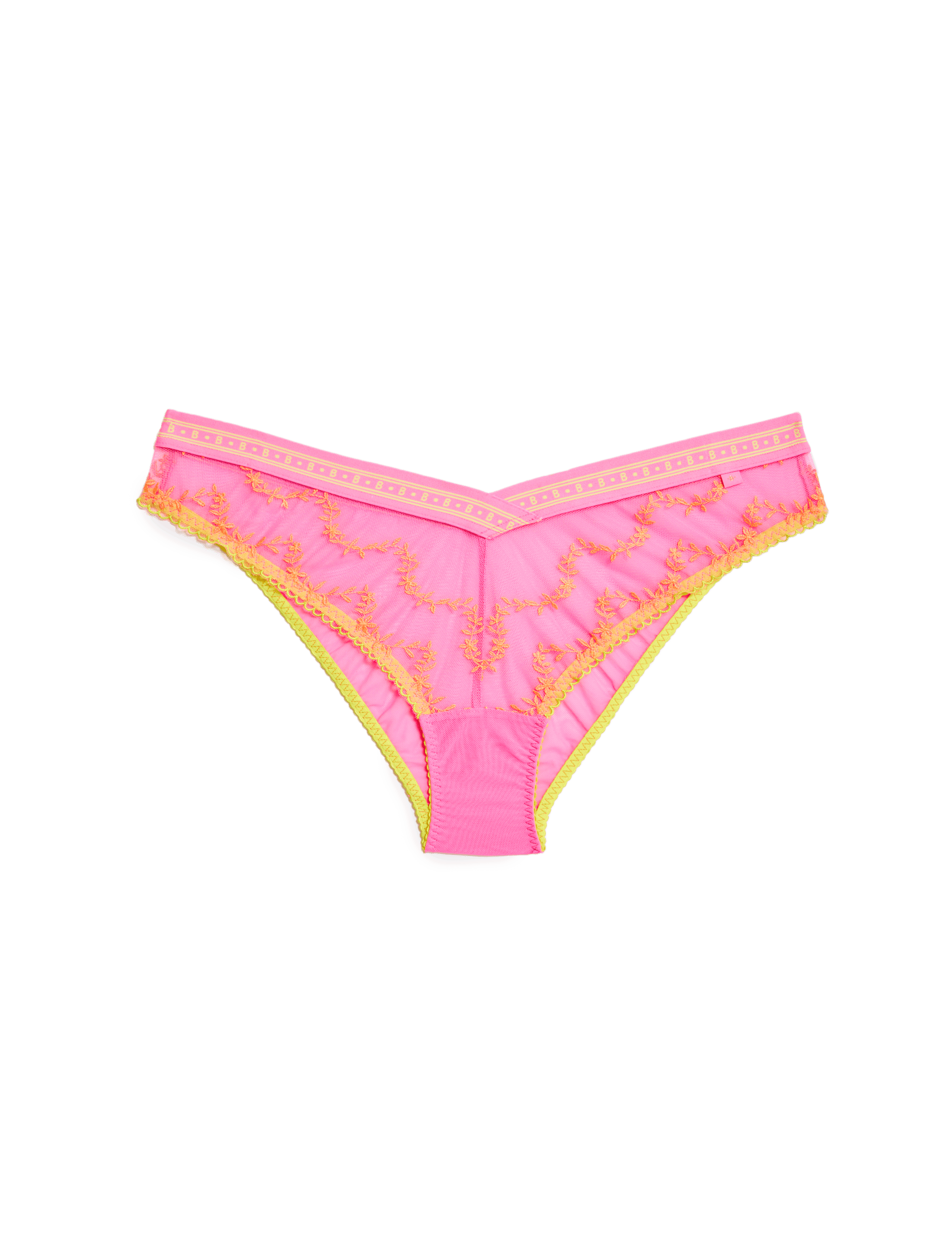 B By Boutique Women's Farina Embroidered Miami Knickers - Shocking Pink, Shocking Pink,Carbon