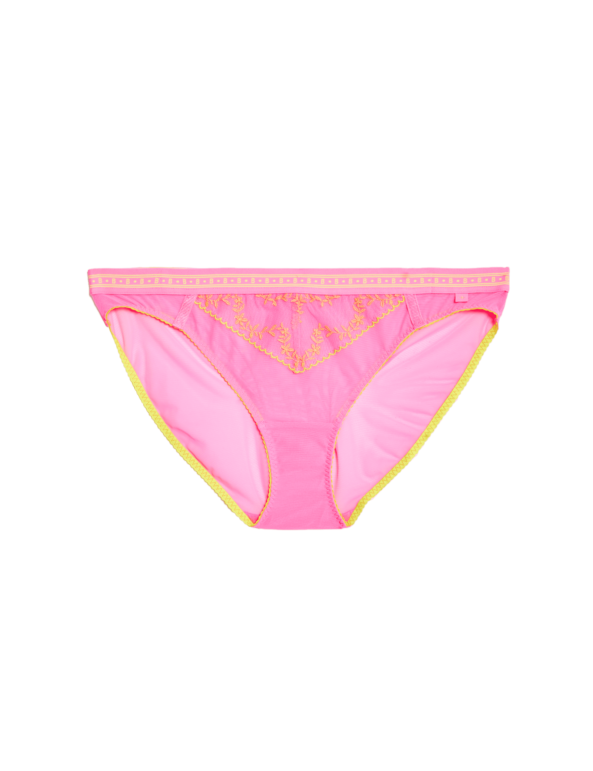 B By Boutique Women's Farina Embroidered High Leg Knickers - Shocking Pink, Carbon,Shocking Pink