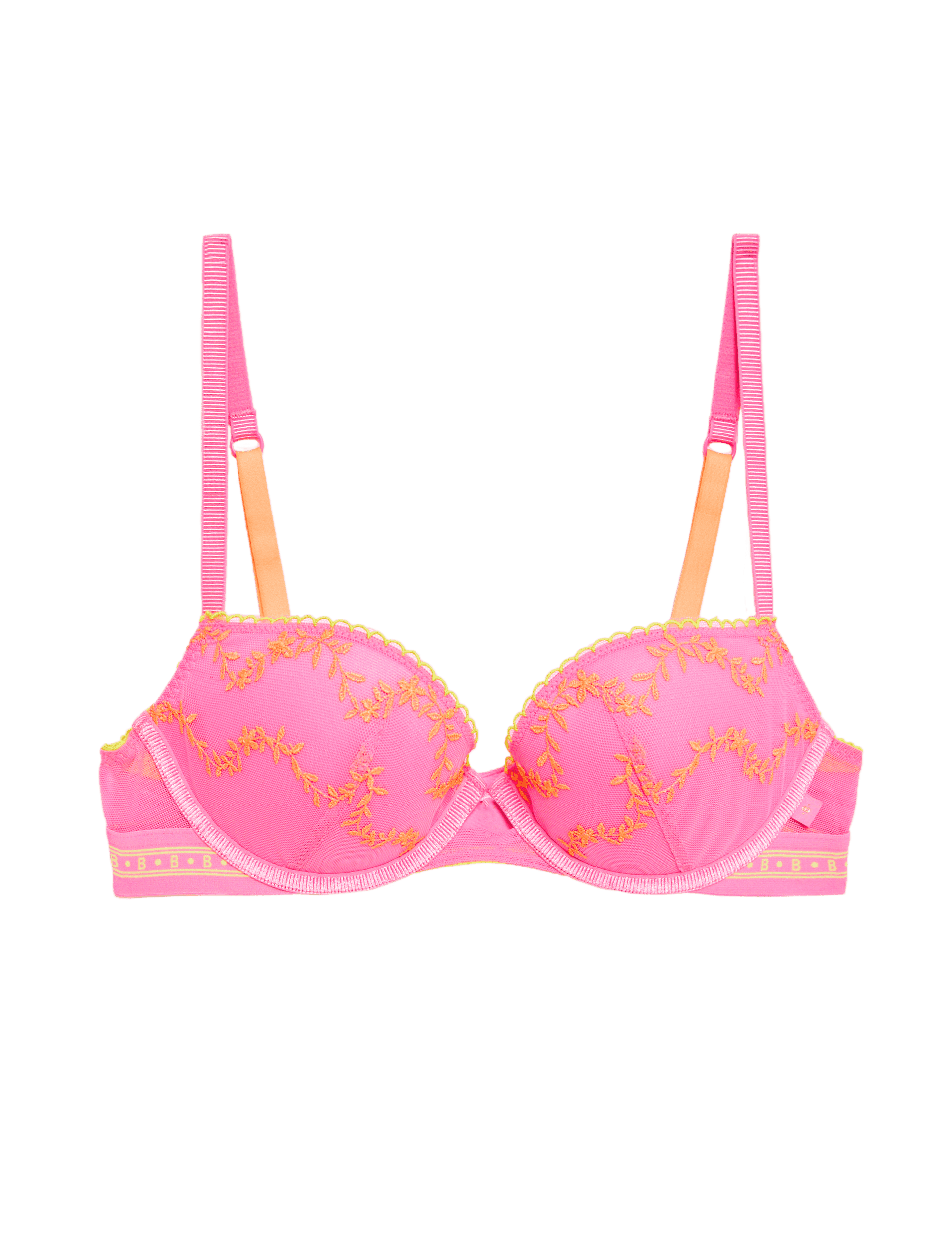 B By Boutique Women's Farina Wired Push Up Balcony Bra (A-E) - 30DD - Shocking Pink, Shocking Pink,C