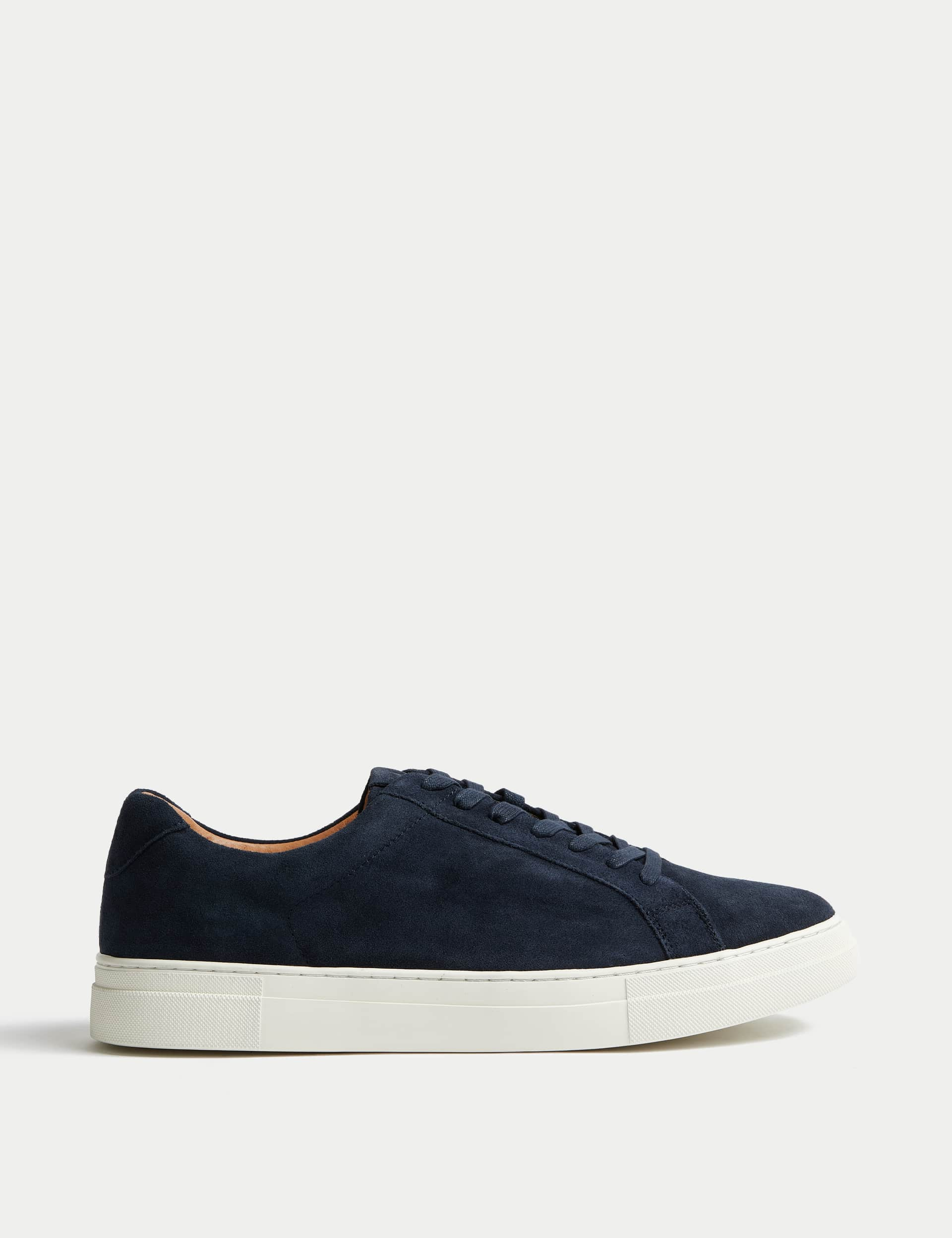 Autograph Men's Suede Lace Up Trainers with Freshfeet - 8 - Navy, Dark Charcoal,Navy,Stone