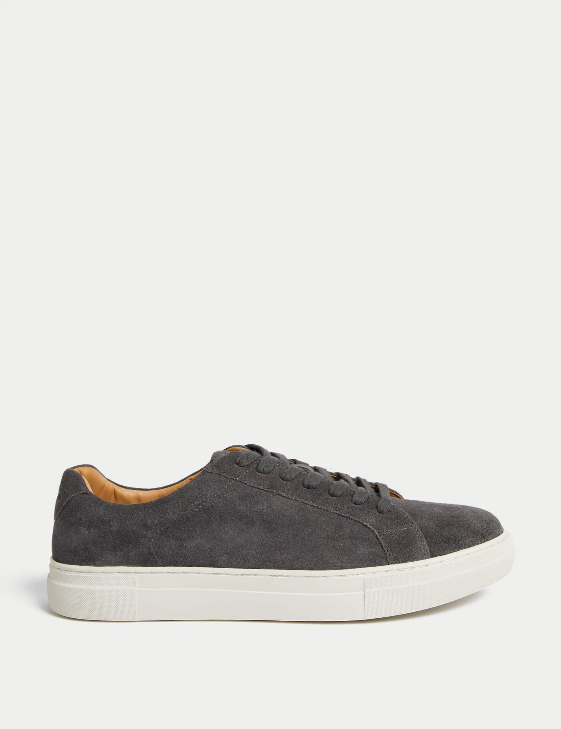 Autograph Men's Suede Lace Up Trainers with Freshfeet - 10 - Dark Charcoal, Navy,Stone,Dark Charcoa